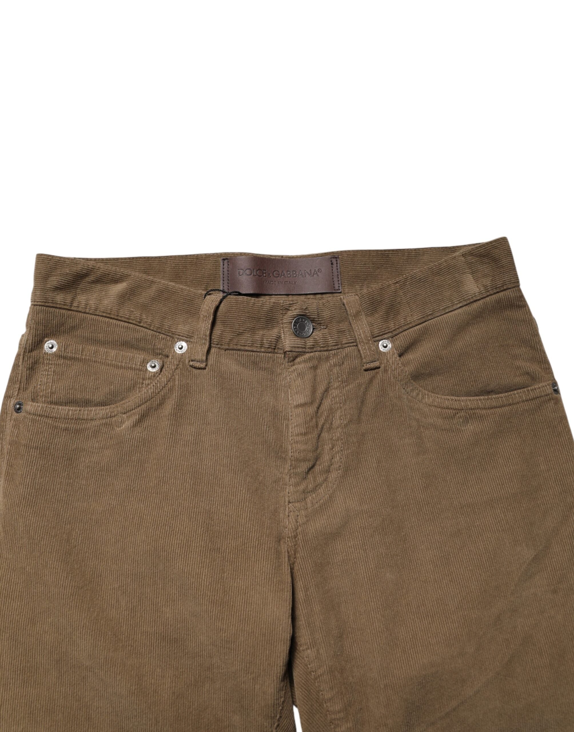 Dolce & Gabbana Brown Cotton Stretch Skinny Men Denim Men's Jeans