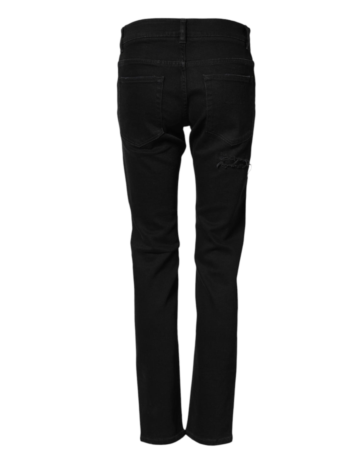 Dolce & Gabbana Black Tattered Cotton Men Skinny Denim Men's Jeans