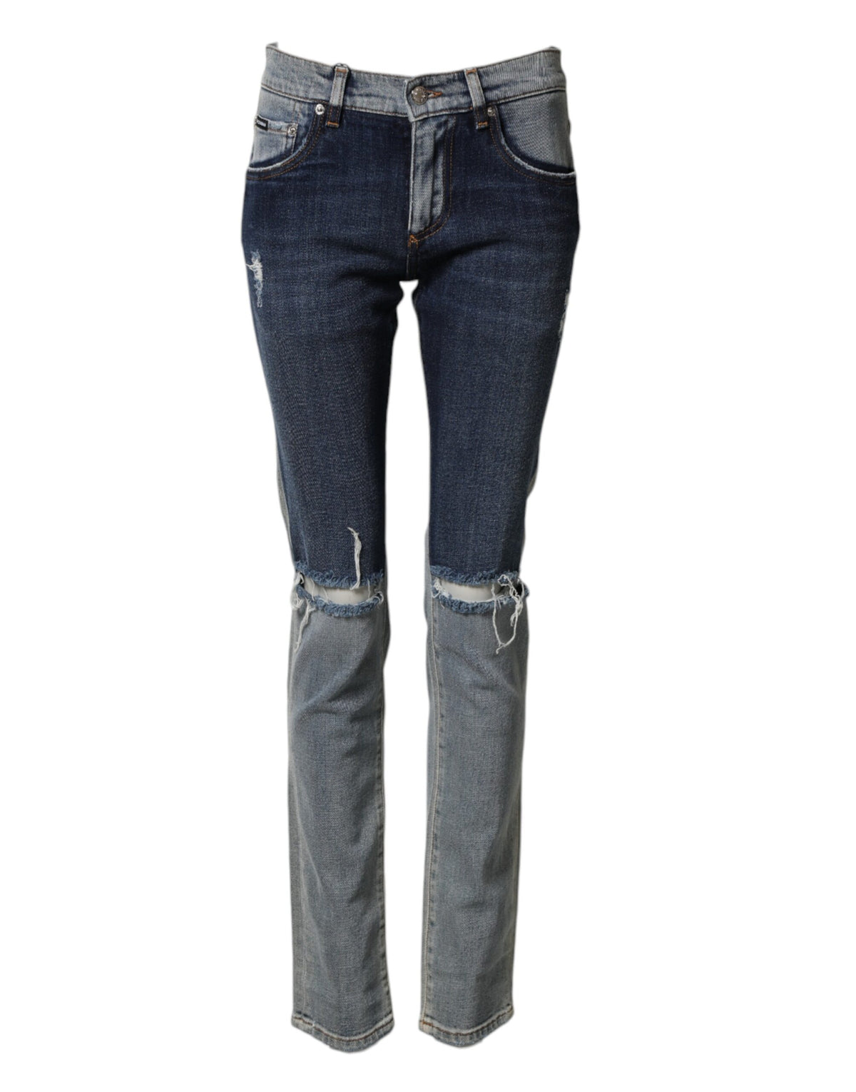 Dolce & Gabbana Blue Two Tone Cotton Men Skinny Denim Men's Jeans
