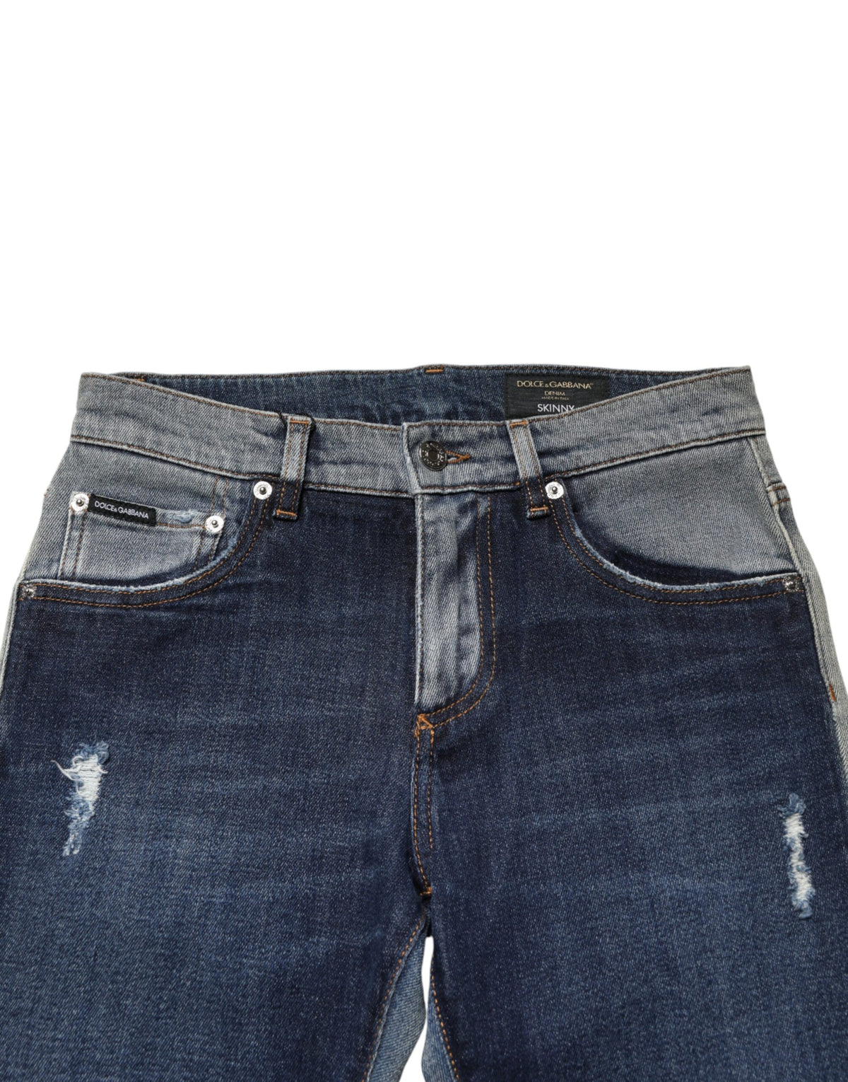 Dolce & Gabbana Blue Two Tone Cotton Men Skinny Denim Men's Jeans