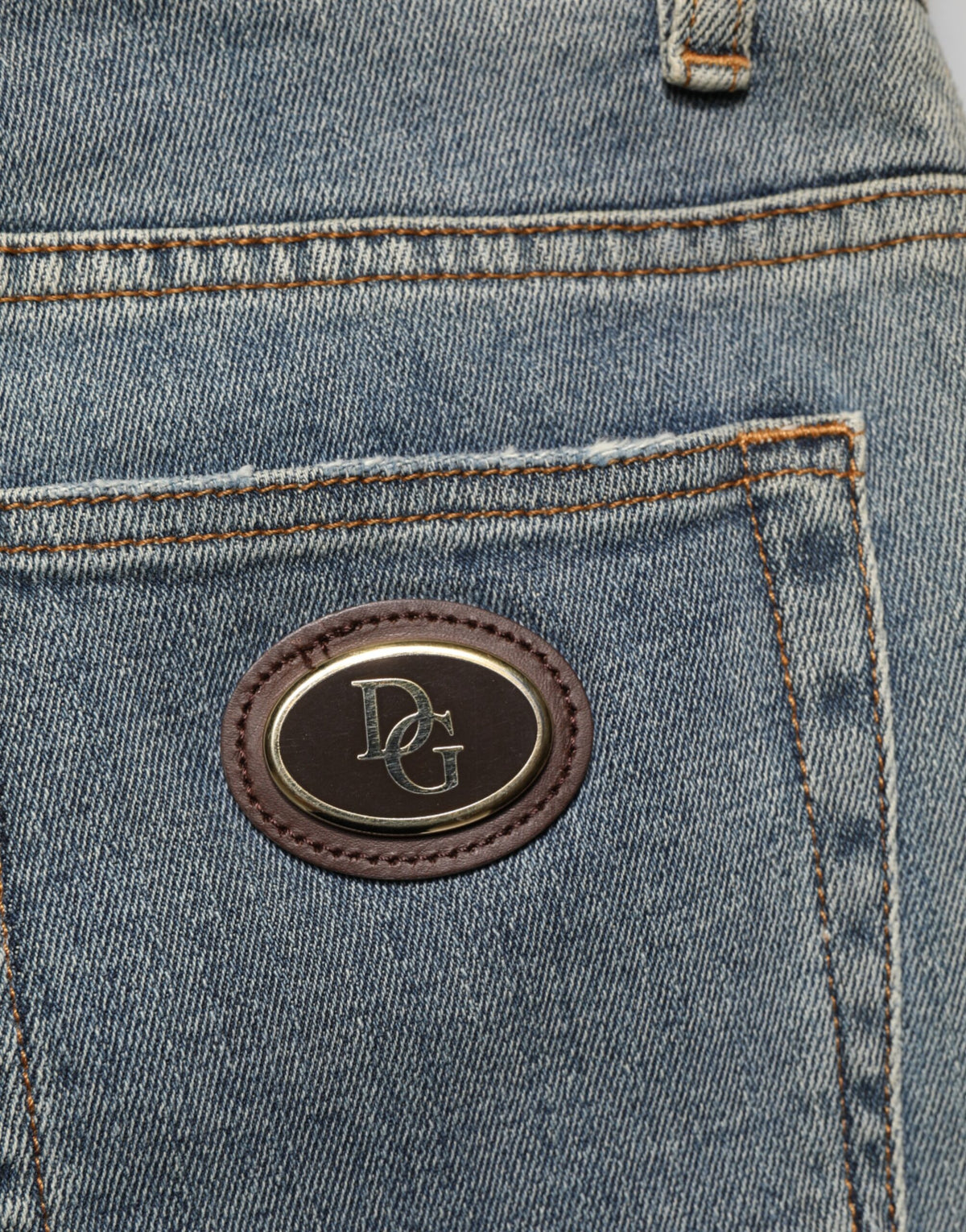 Dolce & Gabbana Blue Two Tone Cotton Men Skinny Denim Men's Jeans