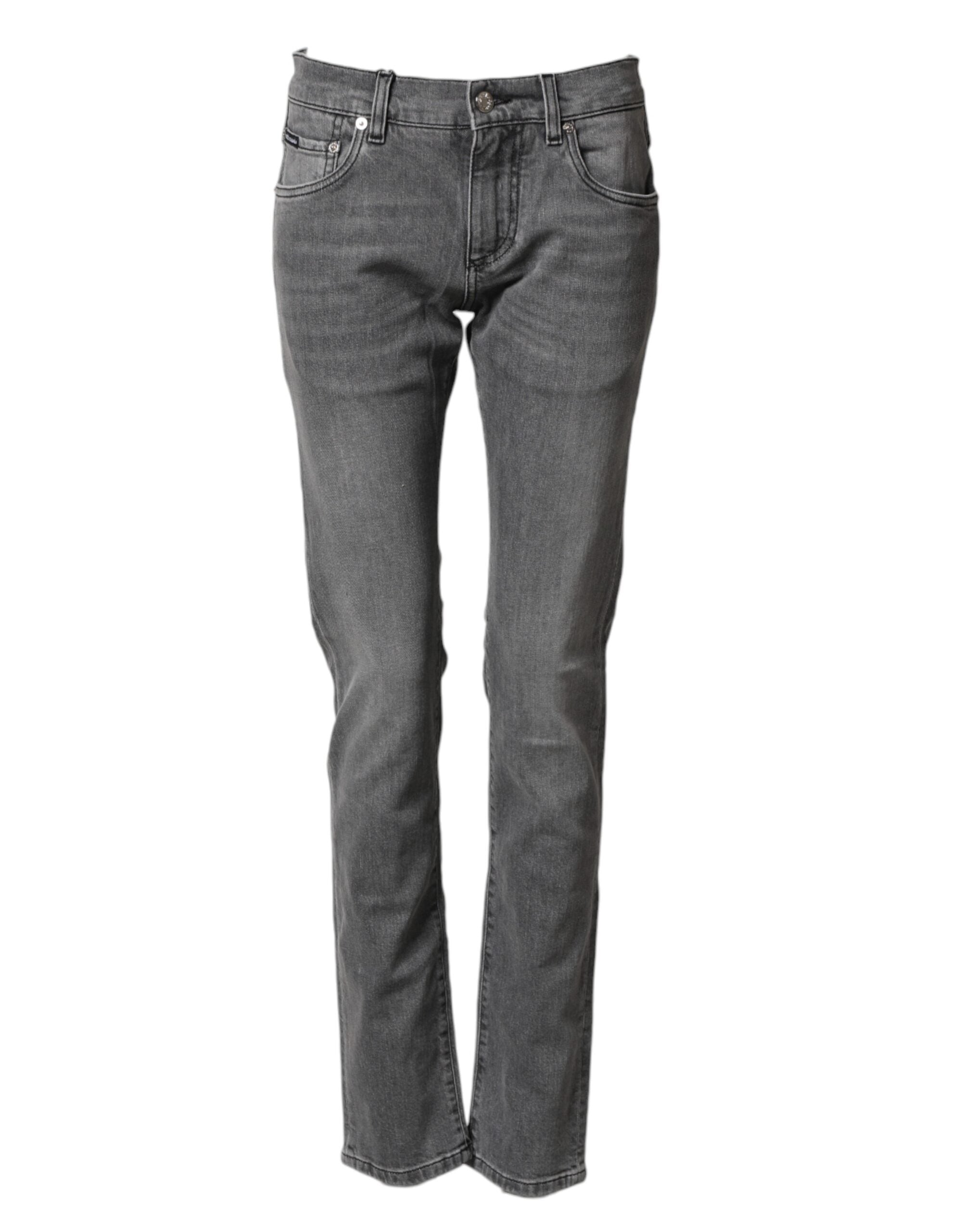 Dolce & Gabbana Gray Cotton Mid Waist Skinny Denim Men's Jeans