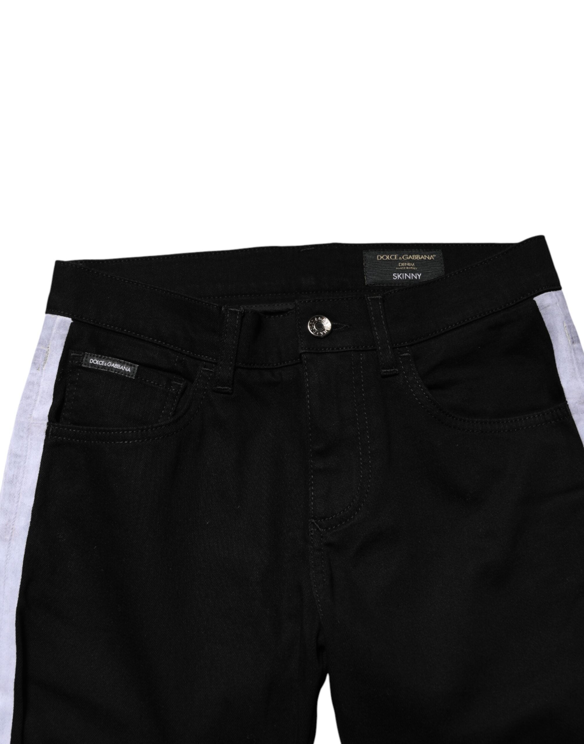 Dolce & Gabbana Black Cotton MidWaist Skinny Denim Logo Men's Jeans (Pre-Owned)