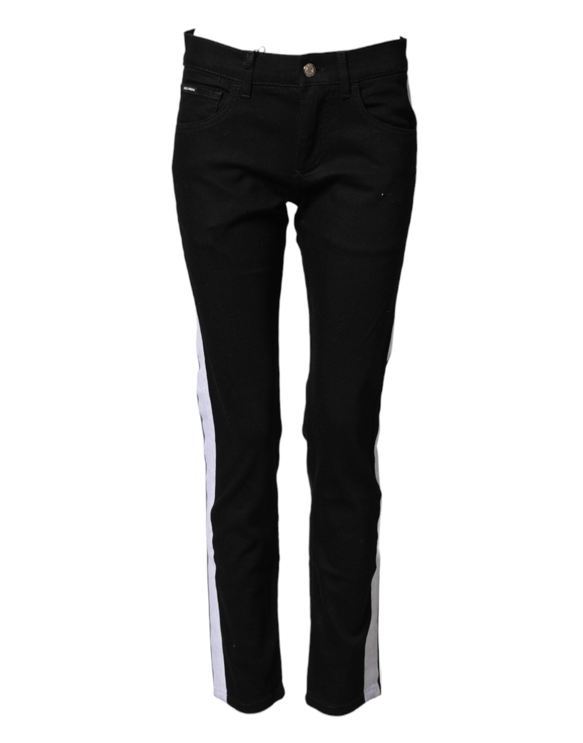 Dolce & Gabbana Black Cotton MidWaist Skinny Denim Logo Men's Jeans (Pre-Owned)