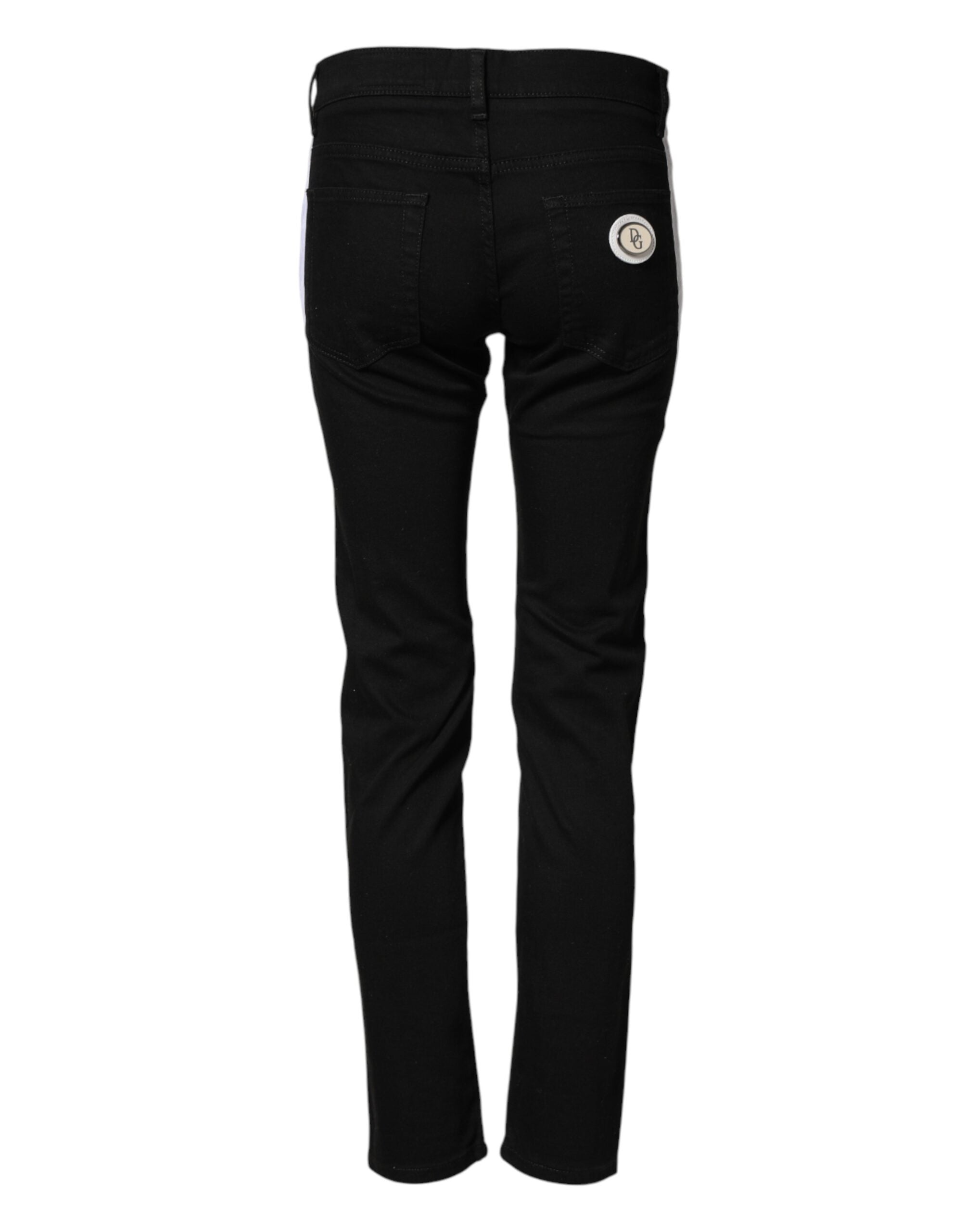 Dolce & Gabbana Black Cotton MidWaist Skinny Denim Logo Men's Jeans (Pre-Owned)