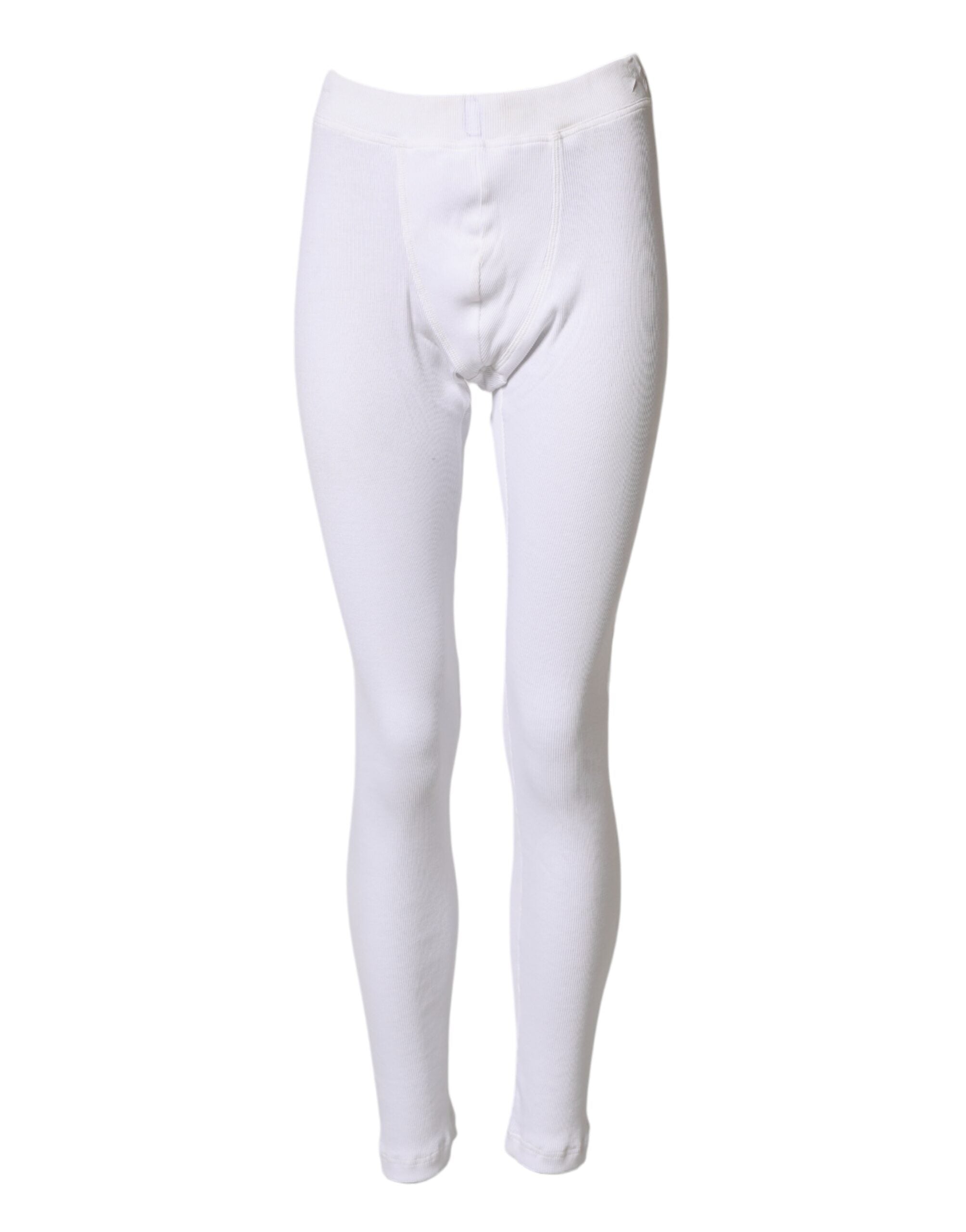 Dolce & Gabbana White Cotton Mid Waist Tights Leggings Men's Pants