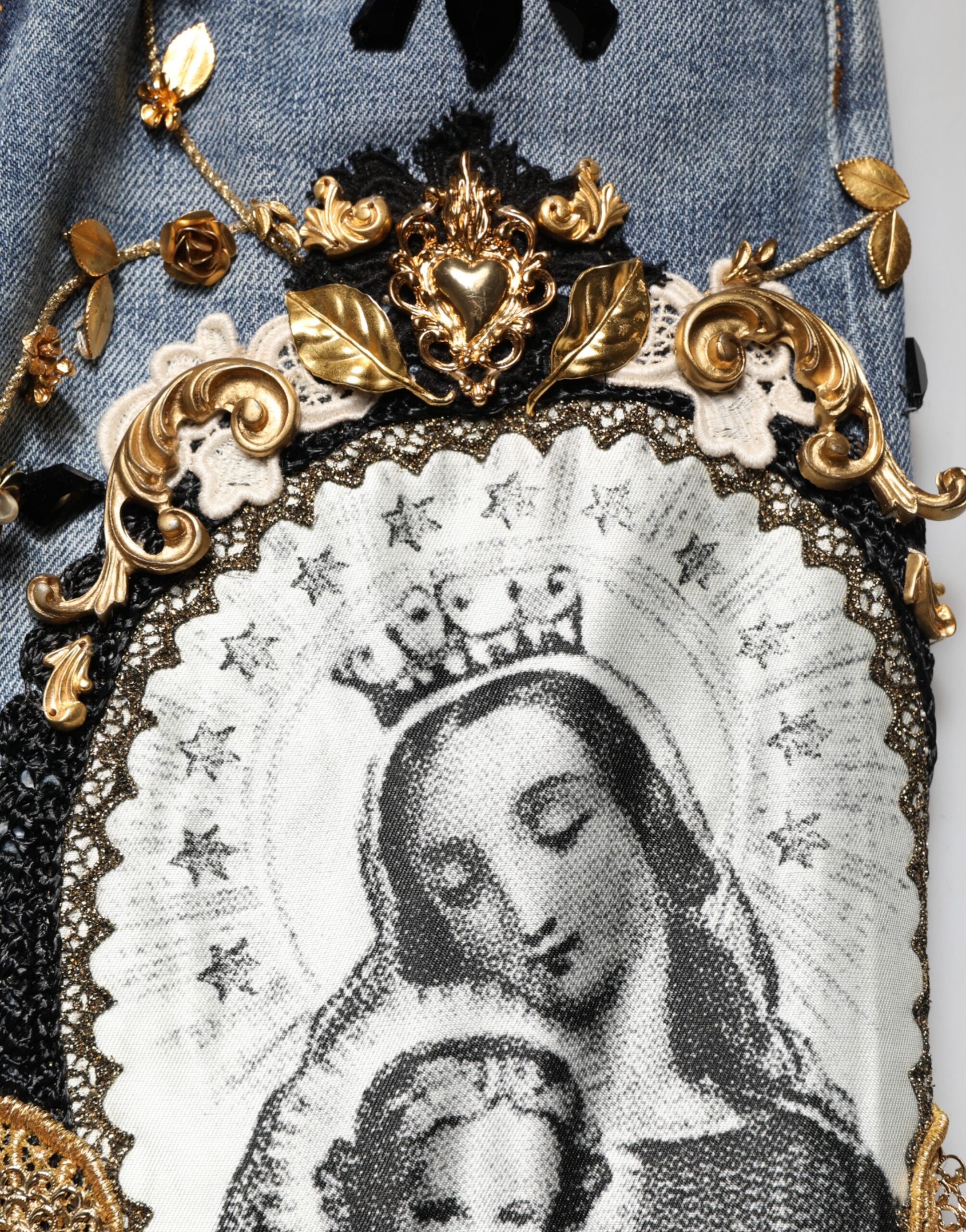 Dolce & Gabbana Blue Ripped Embellished Cotton Denim Men's Jeans