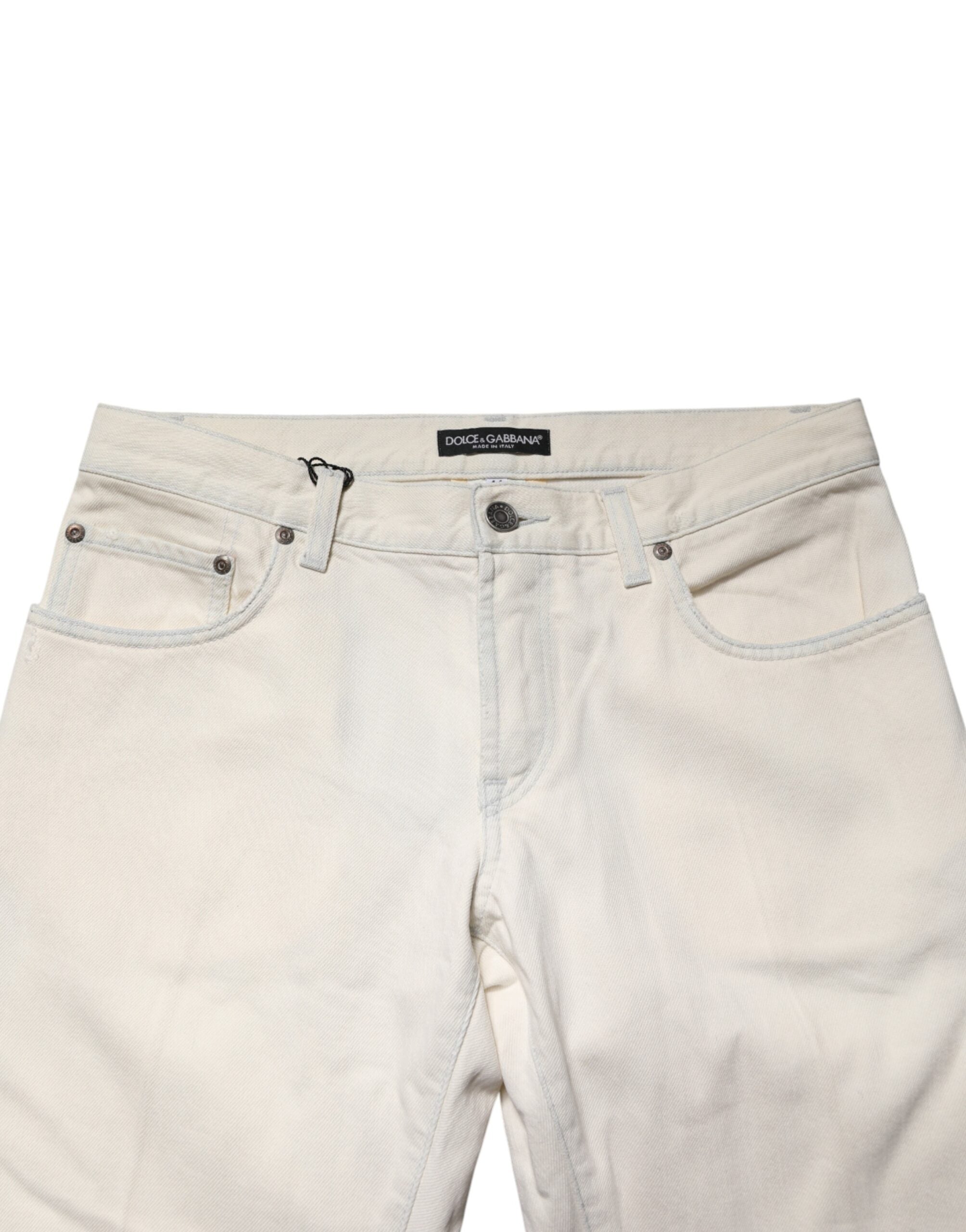 Dolce & Gabbana White Cotton Skinny Denim Trouser Men Men's Jeans