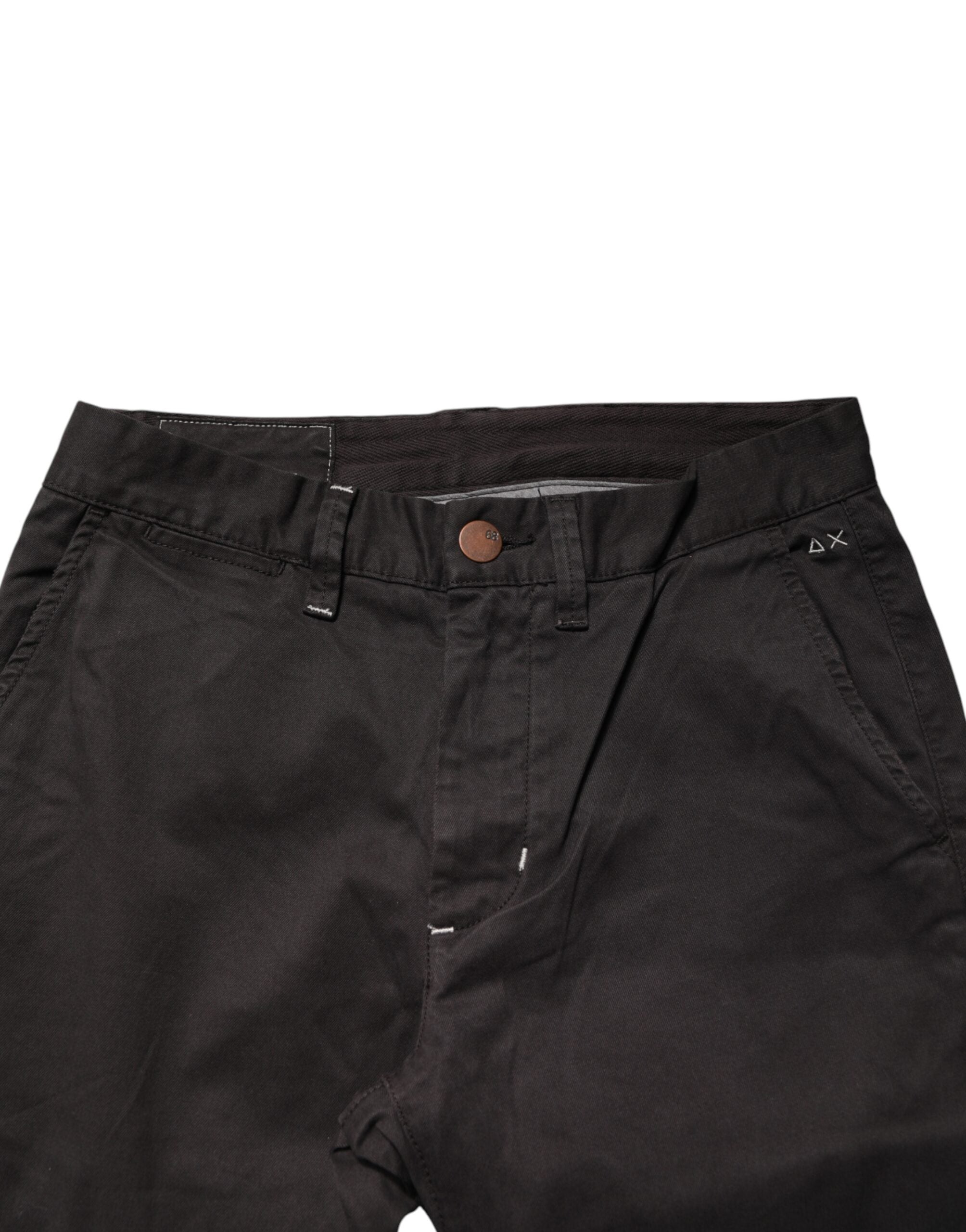 Sun68 Dark Brown Cotton Stretch Straight Mid Waist Trouser Men's Pants