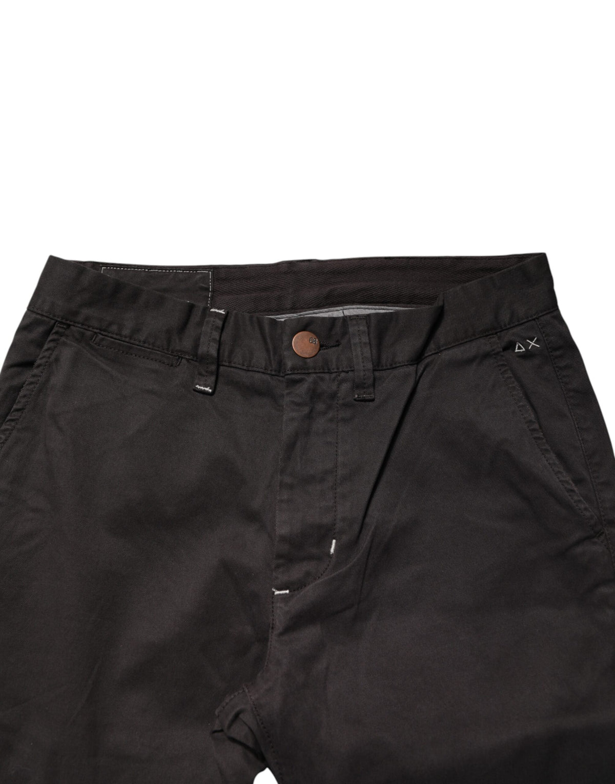 Sun68 Dark Brown Cotton Stretch Straight Mid Waist Trouser Men's Pants