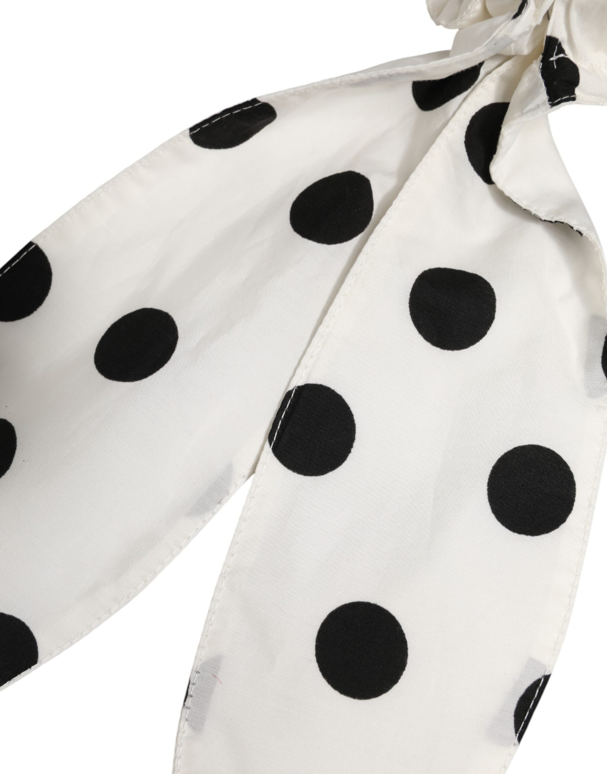 Dolce & Gabbana Scrunchie White Cotton Polka Dot Scarf Tie Accessory Women's Hair