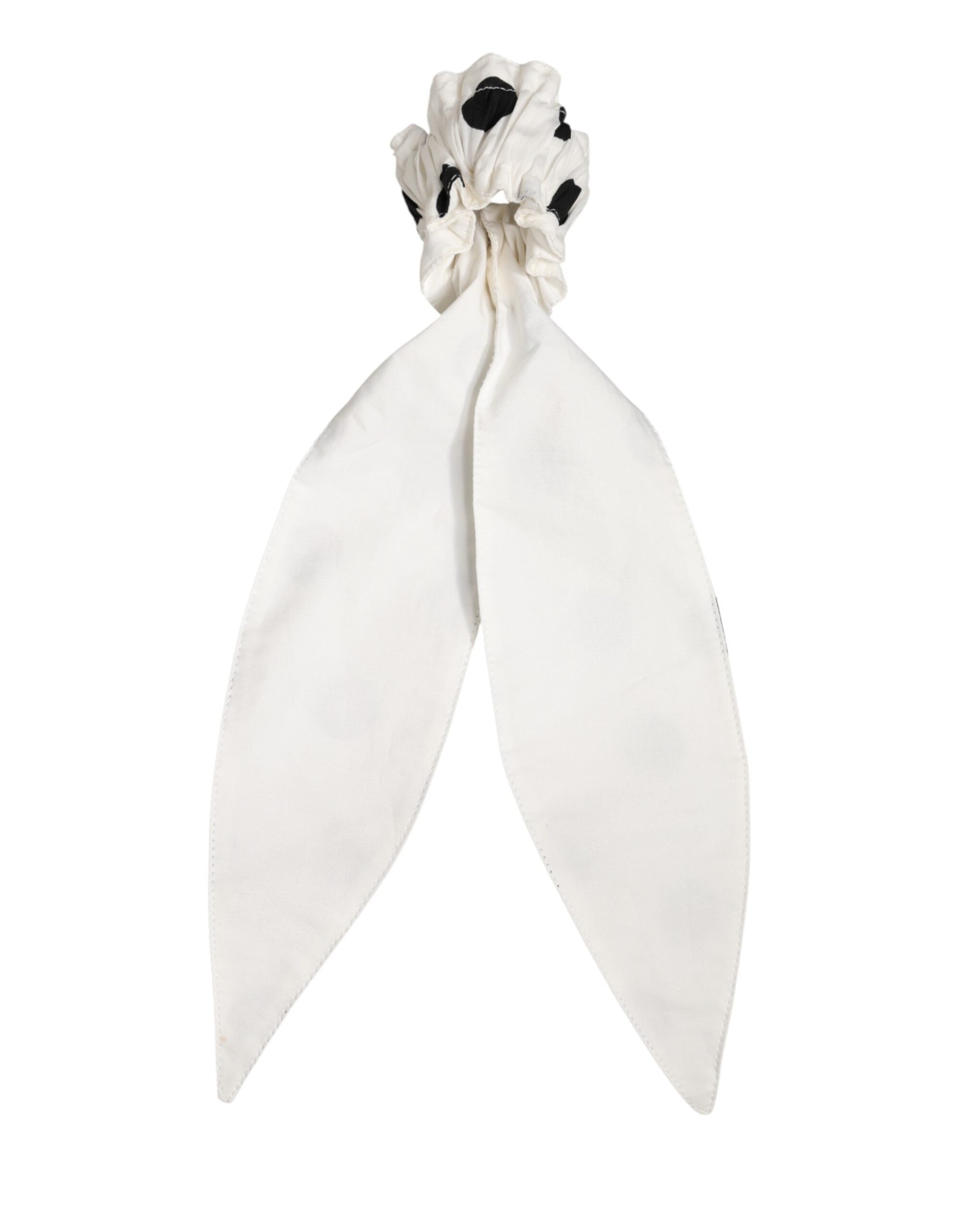 Dolce & Gabbana Scrunchie White Cotton Polka Dot Scarf Tie Accessory Women's Hair