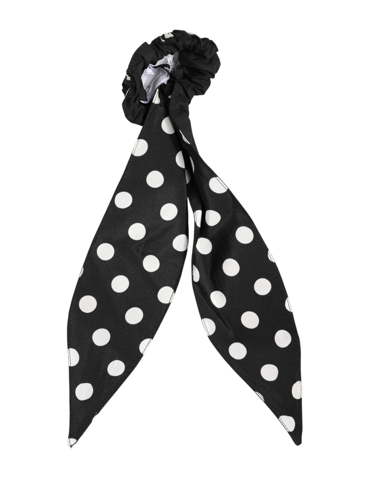 Dolce & Gabbana Black Cotton Polka Dot Scarf Tie Accessory Hair Women's Scrunchie