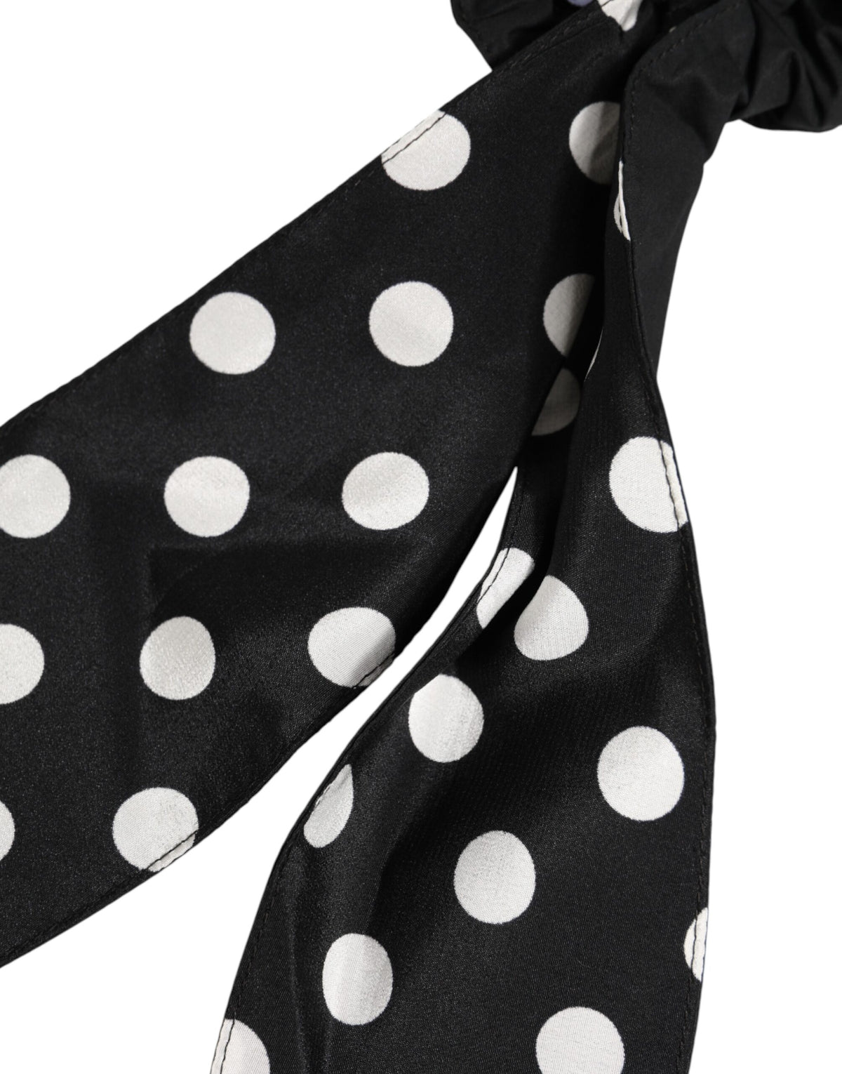 Dolce & Gabbana Black Cotton Polka Dot Scarf Tie Accessory Hair Women's Scrunchie