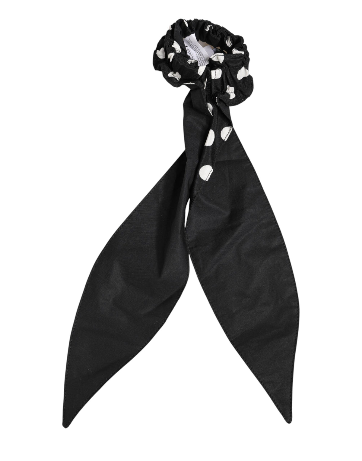 Dolce & Gabbana Black Cotton Polka Dot Scarf Tie Accessory Hair Women's Scrunchie