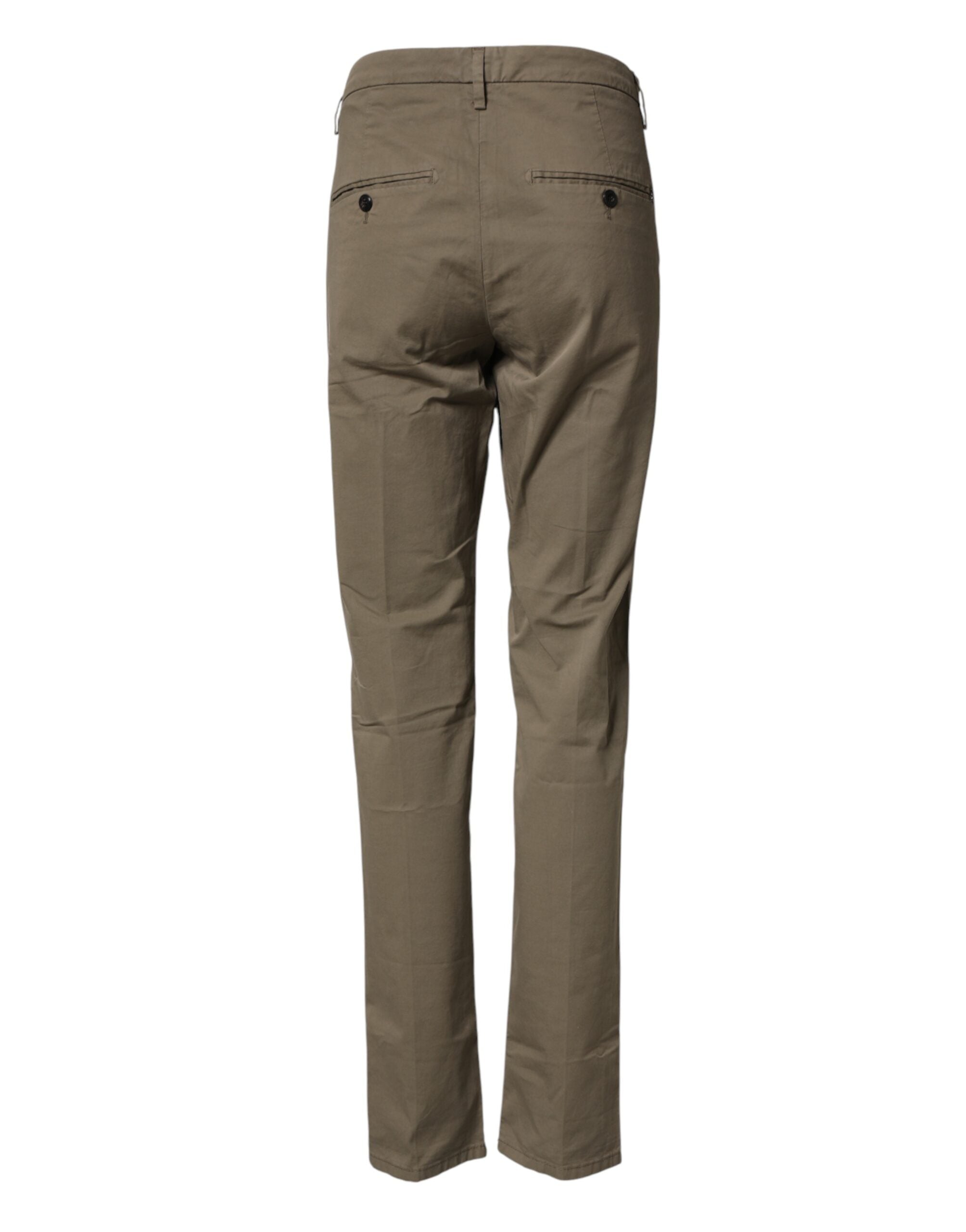 Dondup Beige Cotton Stretch Straight Chino Men Trouser Men's Pants