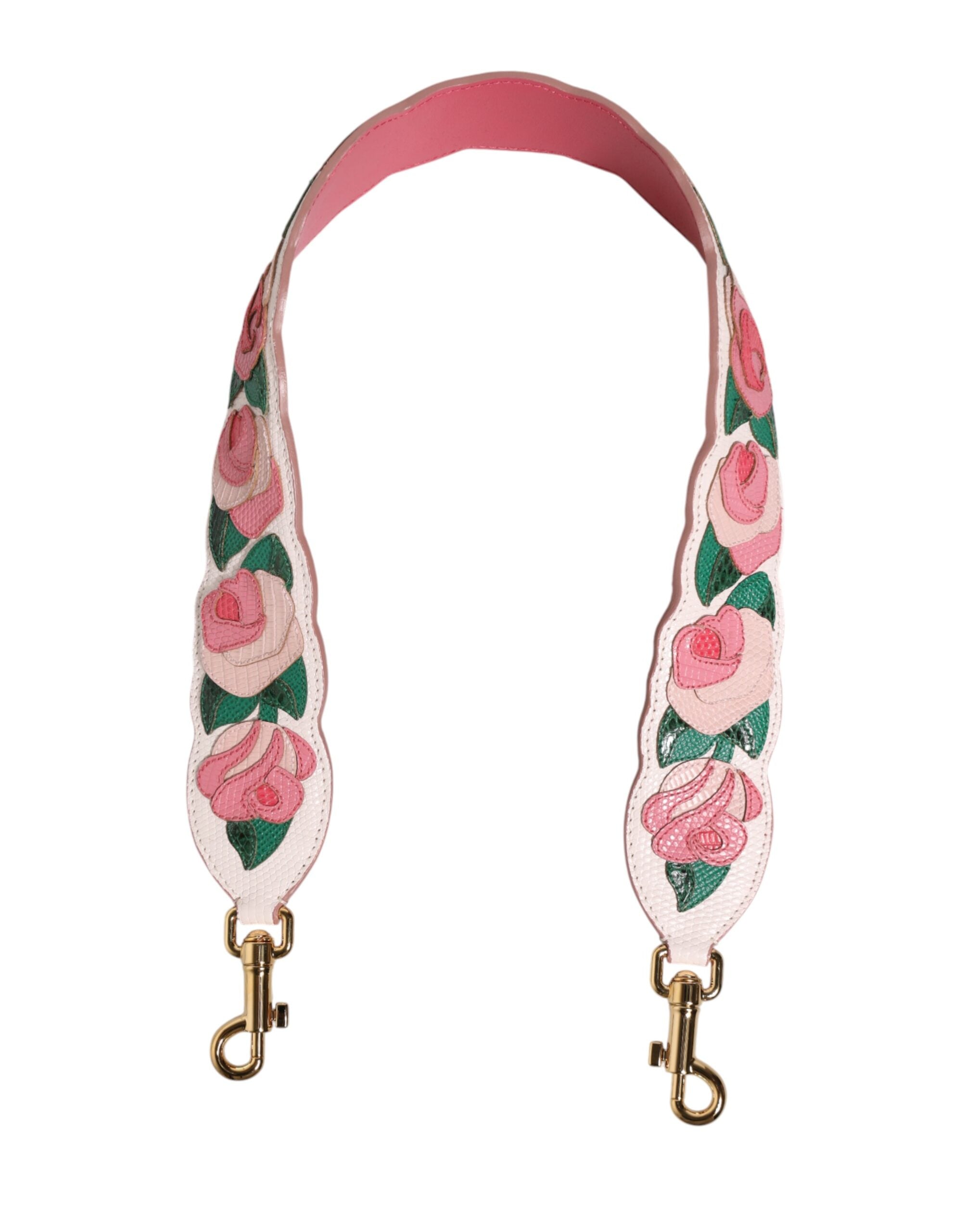 Dolce & Gabbana Strap White Floral Calf Leather Bag Accessory Women's Shoulder
