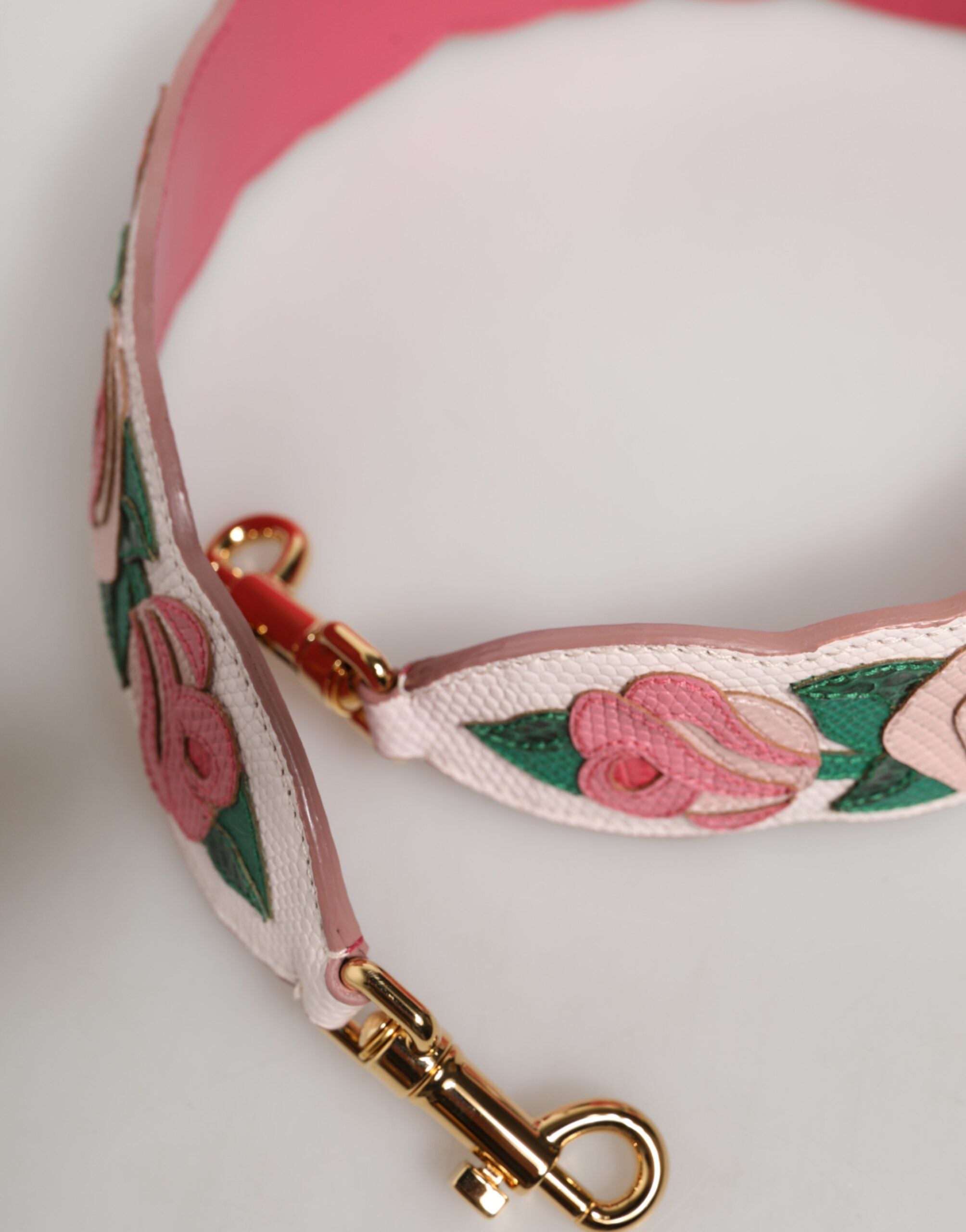Dolce & Gabbana Strap White Floral Calf Leather Bag Accessory Women's Shoulder