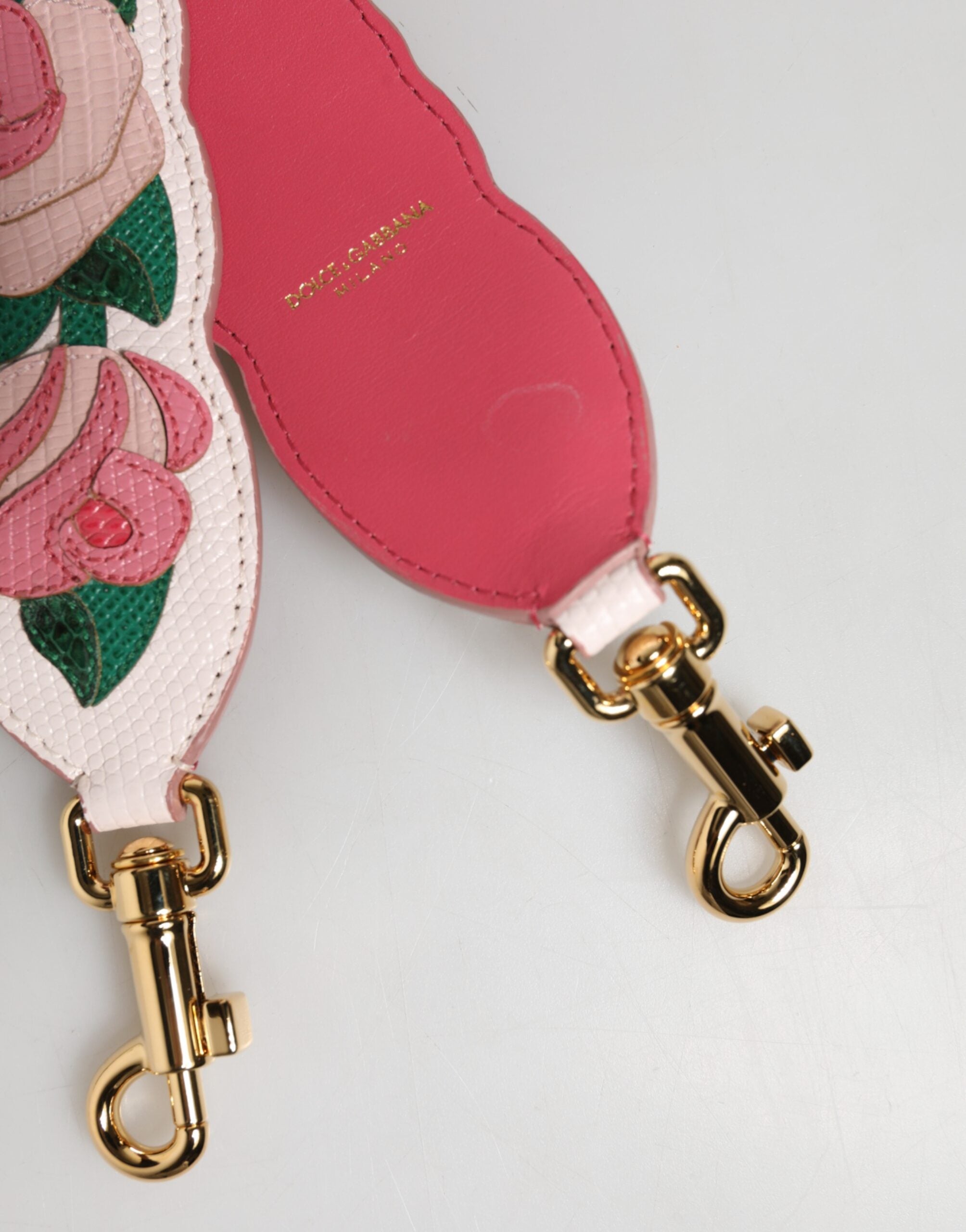 Dolce & Gabbana Strap White Floral Calf Leather Bag Accessory Women's Shoulder