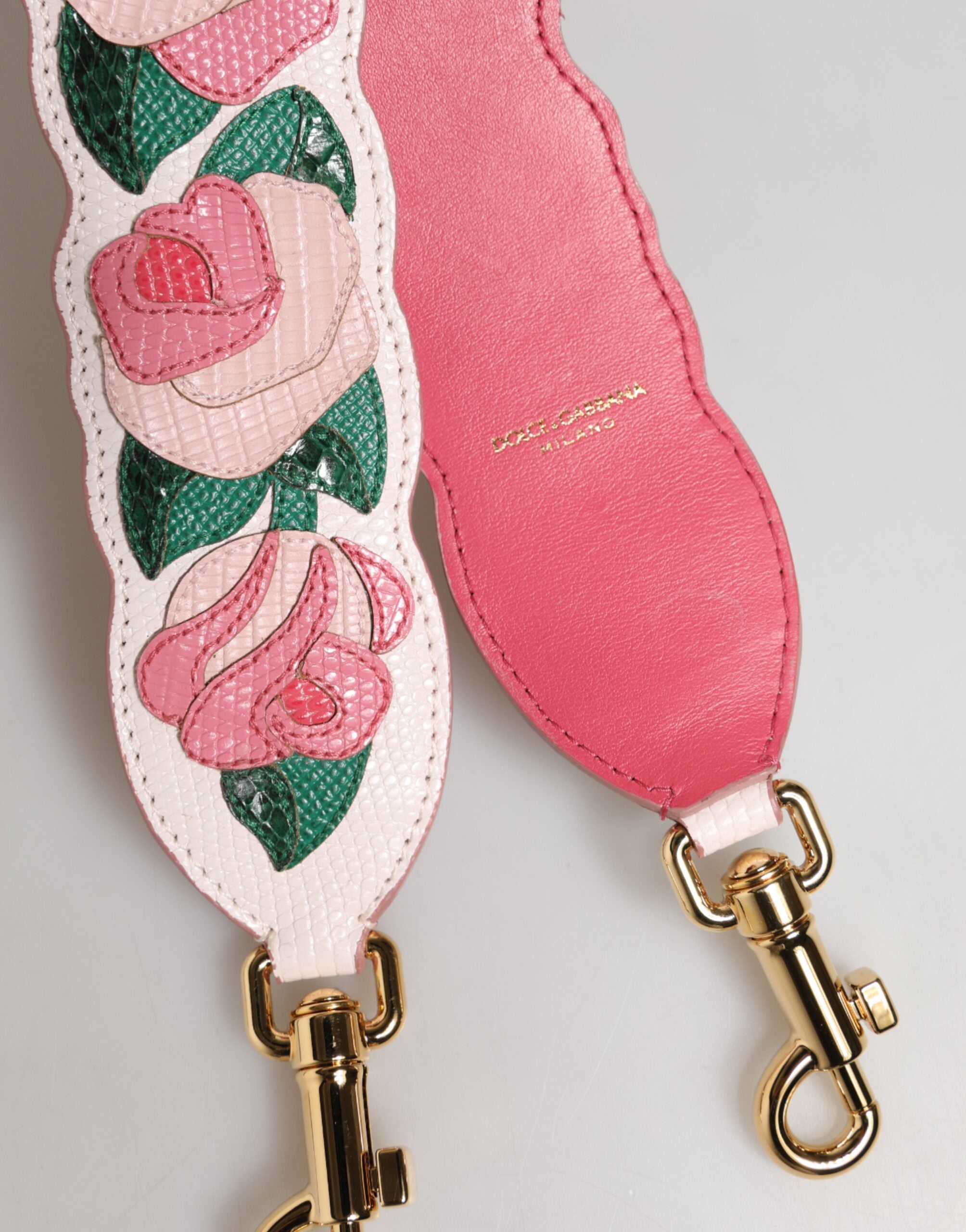Dolce & Gabbana Strap White Floral Calf Leather Bag Accessory Women's Shoulder