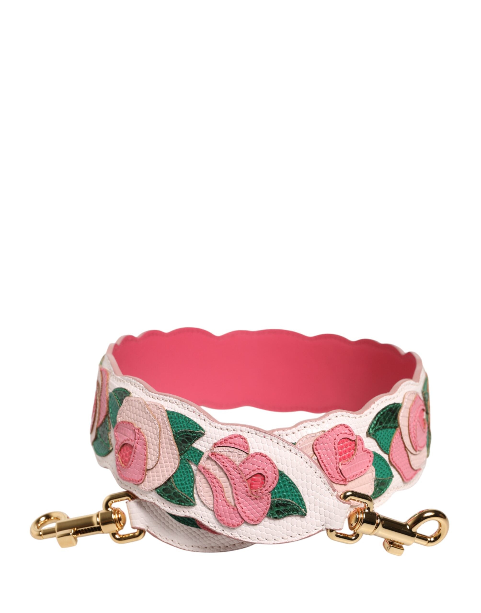 Dolce & Gabbana Strap White Floral Calf Leather Bag Accessory Women's Shoulder