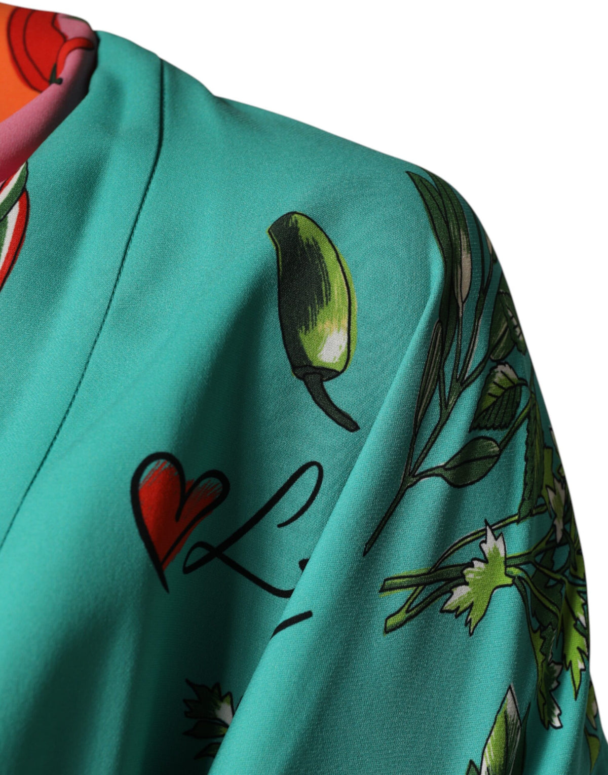 Dolce & Gabbana Green Printed Long Sleeve Wrap Coat Women's Dress (Pre-Owned)