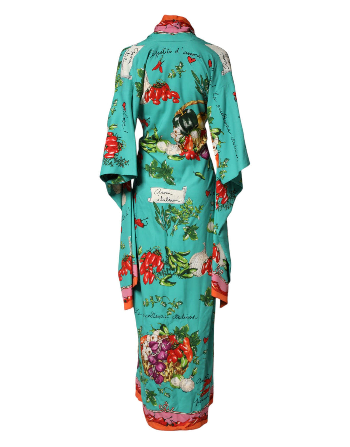 Dolce & Gabbana Green Printed Long Sleeve Wrap Coat Women's Dress (Pre-Owned)