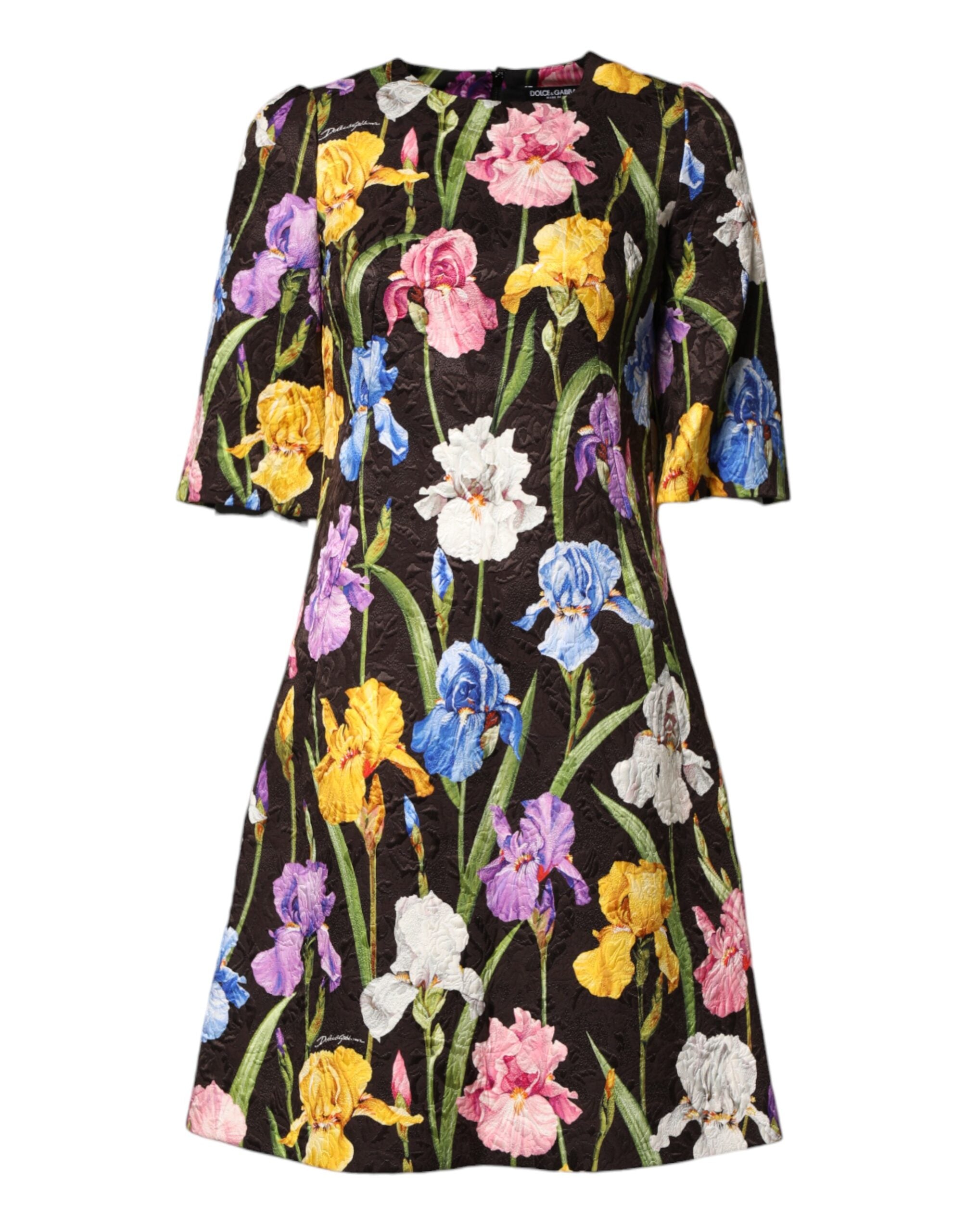 Dolce & Gabbana Black Floral Brocade A-line Mini Women's Dress