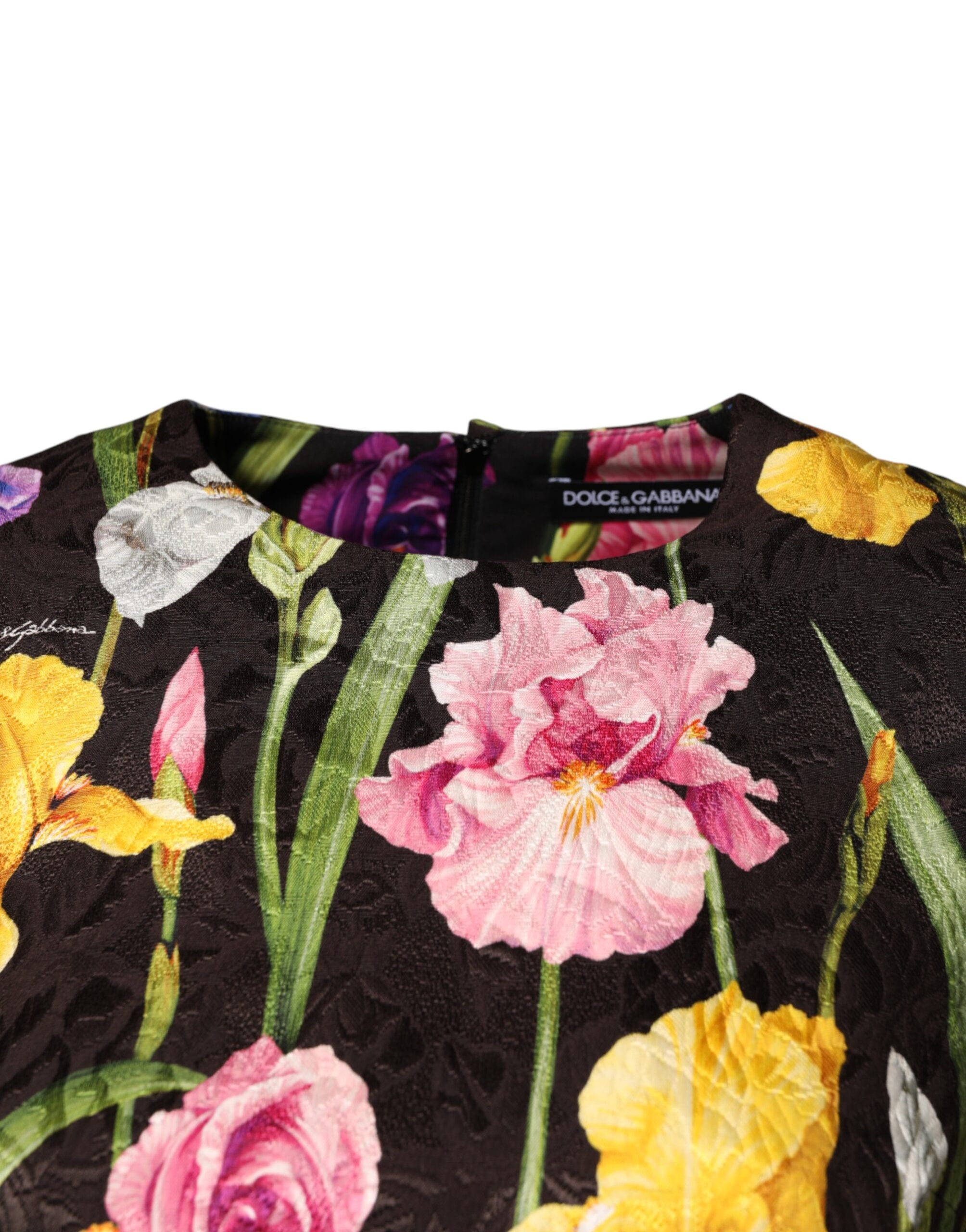 Dolce & Gabbana Black Floral Brocade A-line Mini Women's Dress