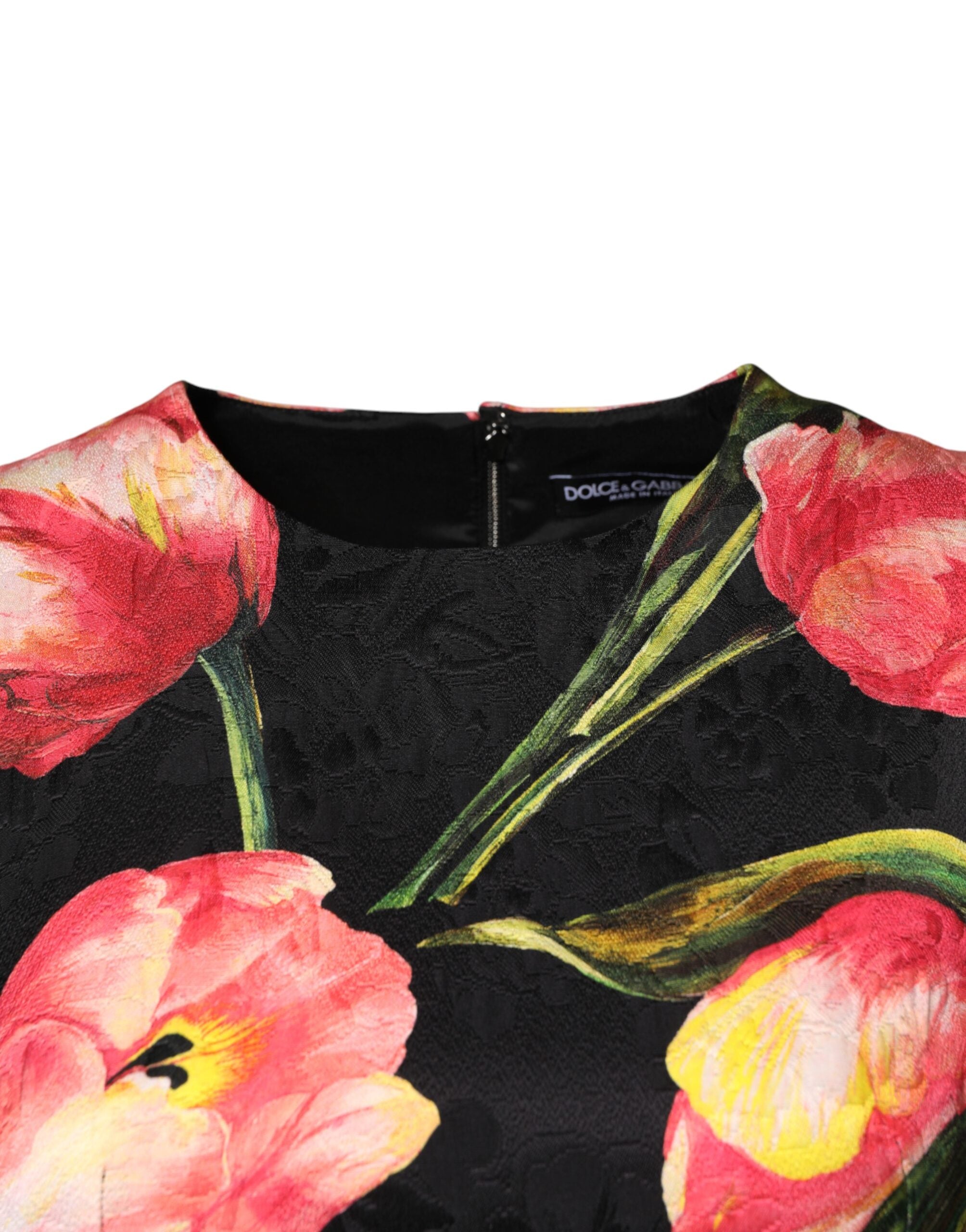 Dolce & Gabbana Black Floral Print Viscose A-line Mini Women's Dress