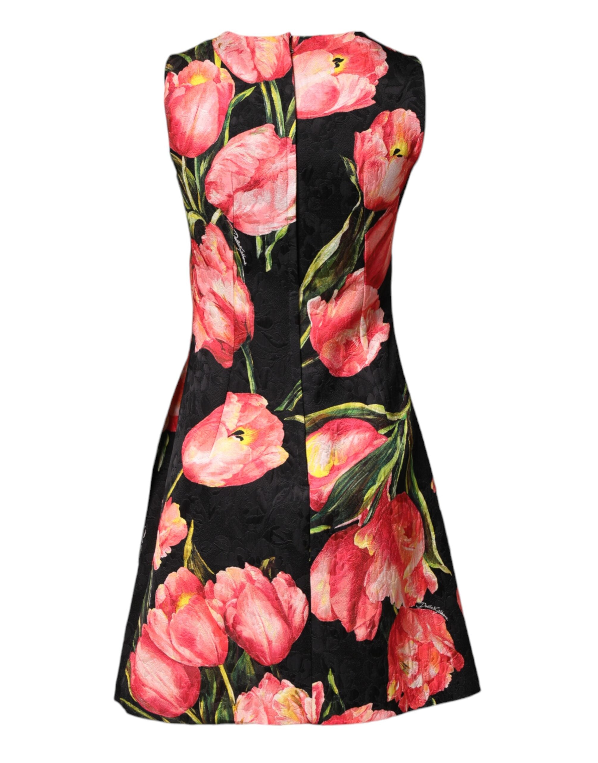 Dolce & Gabbana Black Floral Print Viscose A-line Mini Women's Dress