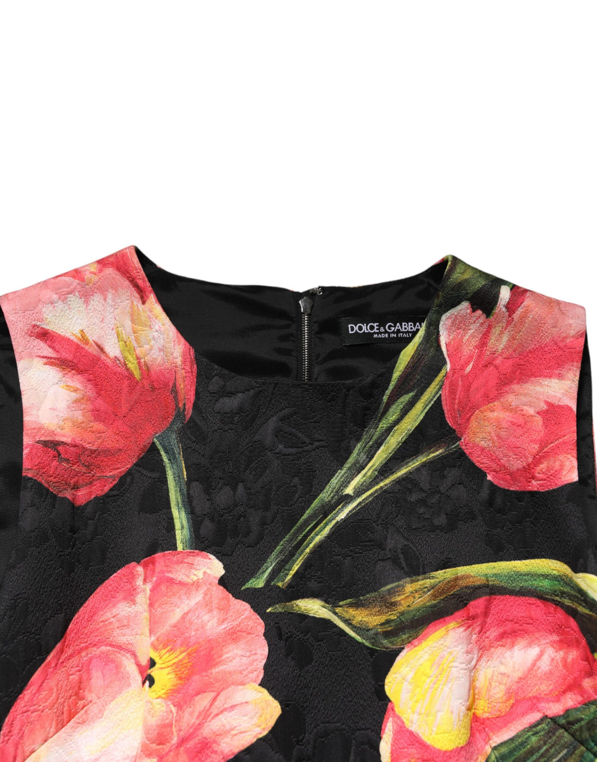 Dolce & Gabbana Black Floral Print Viscose A-line Mini Women's Dress