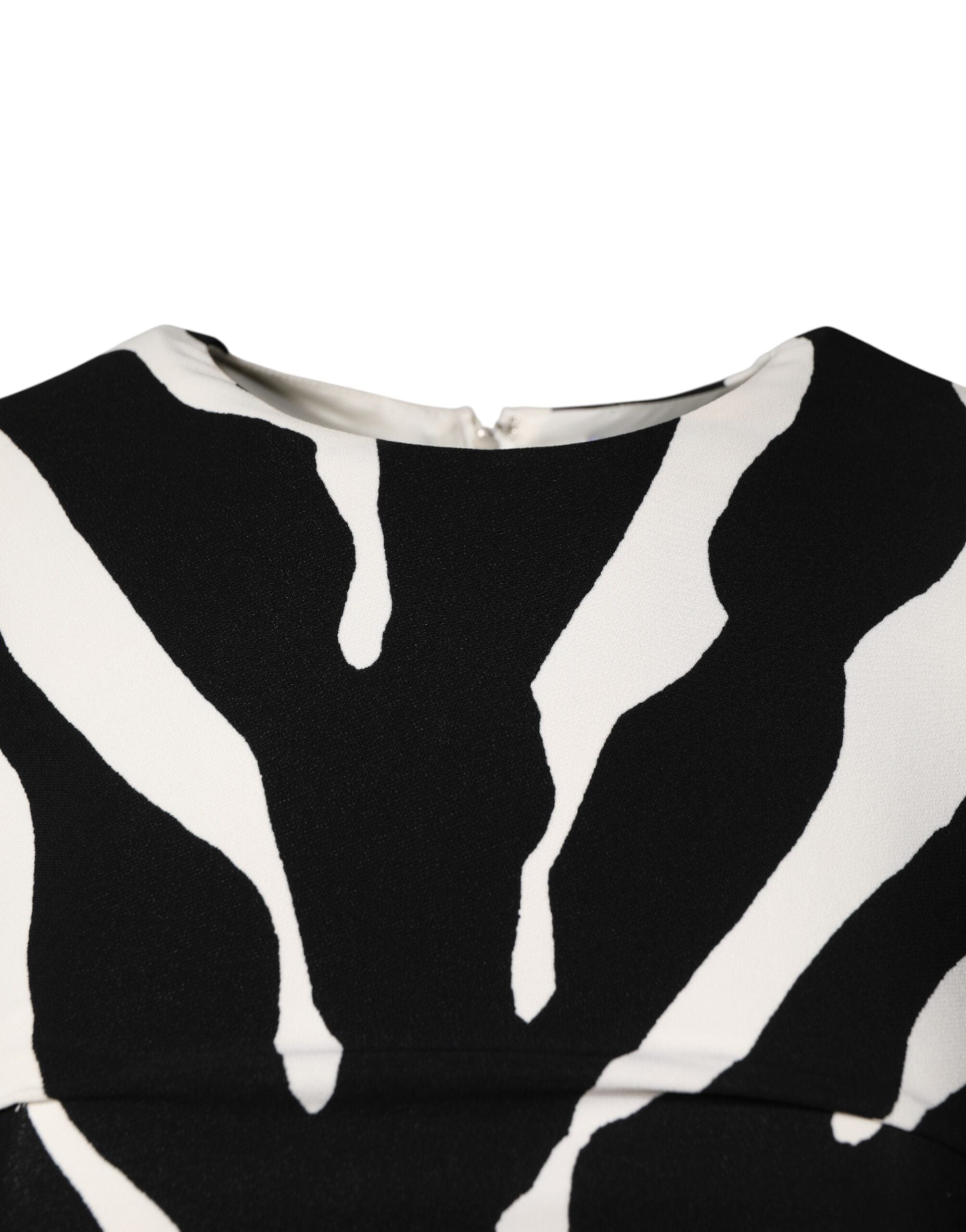 Dolce & Gabbana Black White Zebra Viscose Sheath Midi Women's Dress