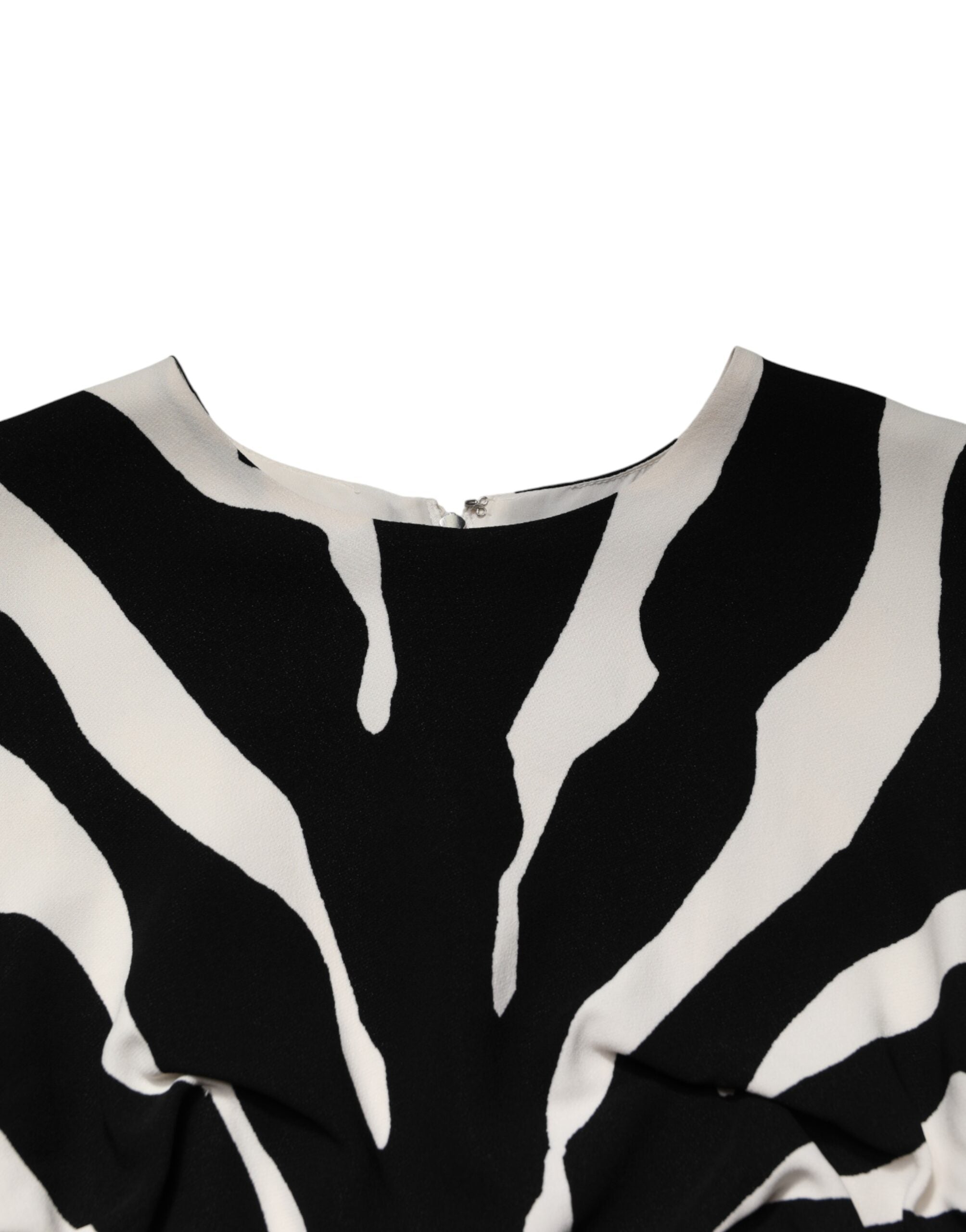 Dolce & Gabbana Black White Zebra Viscose Sheath Midi Women's Dress
