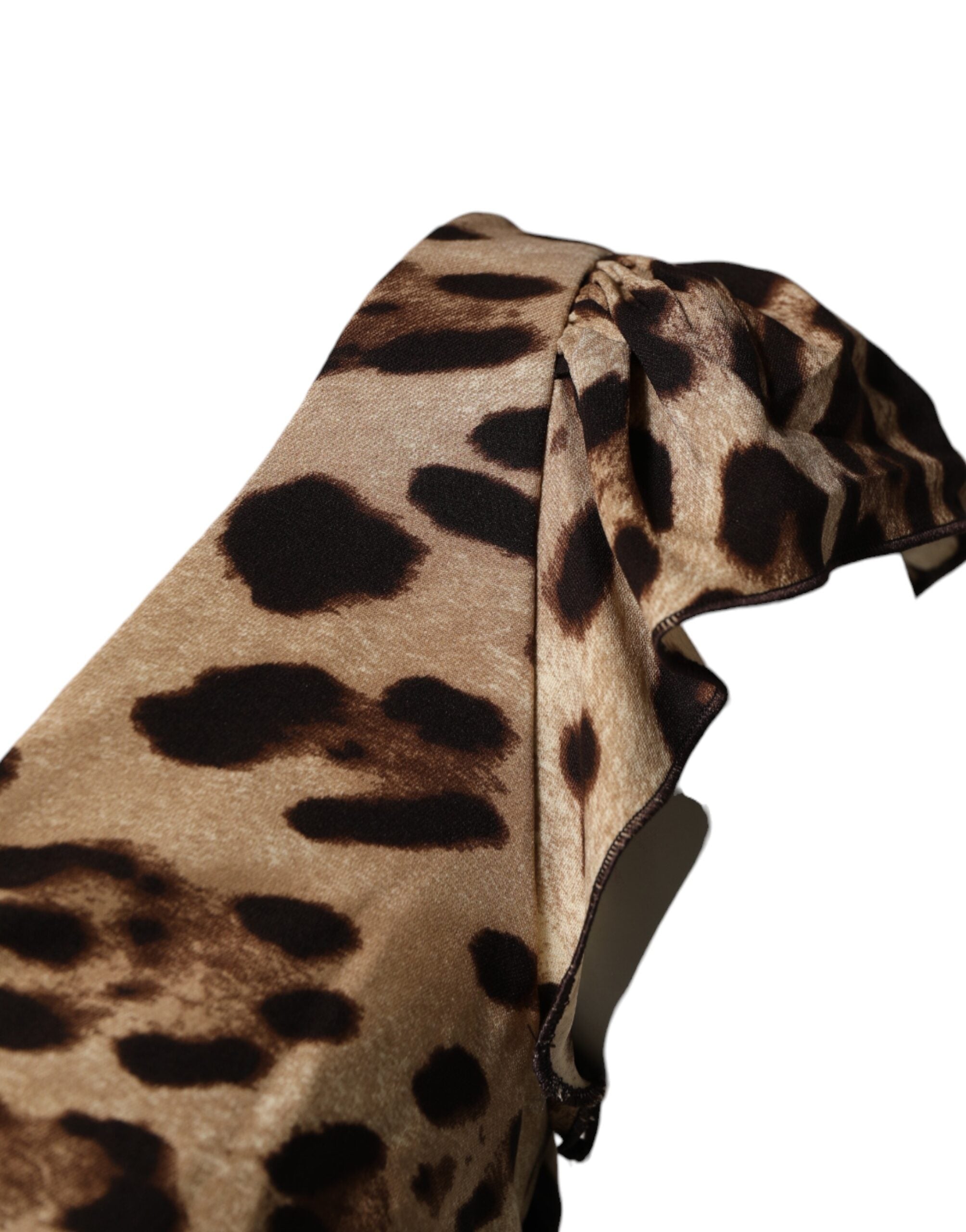 Dolce & Gabbana Brown Leopard Sleeveless Sheath Midi Women's Dress
