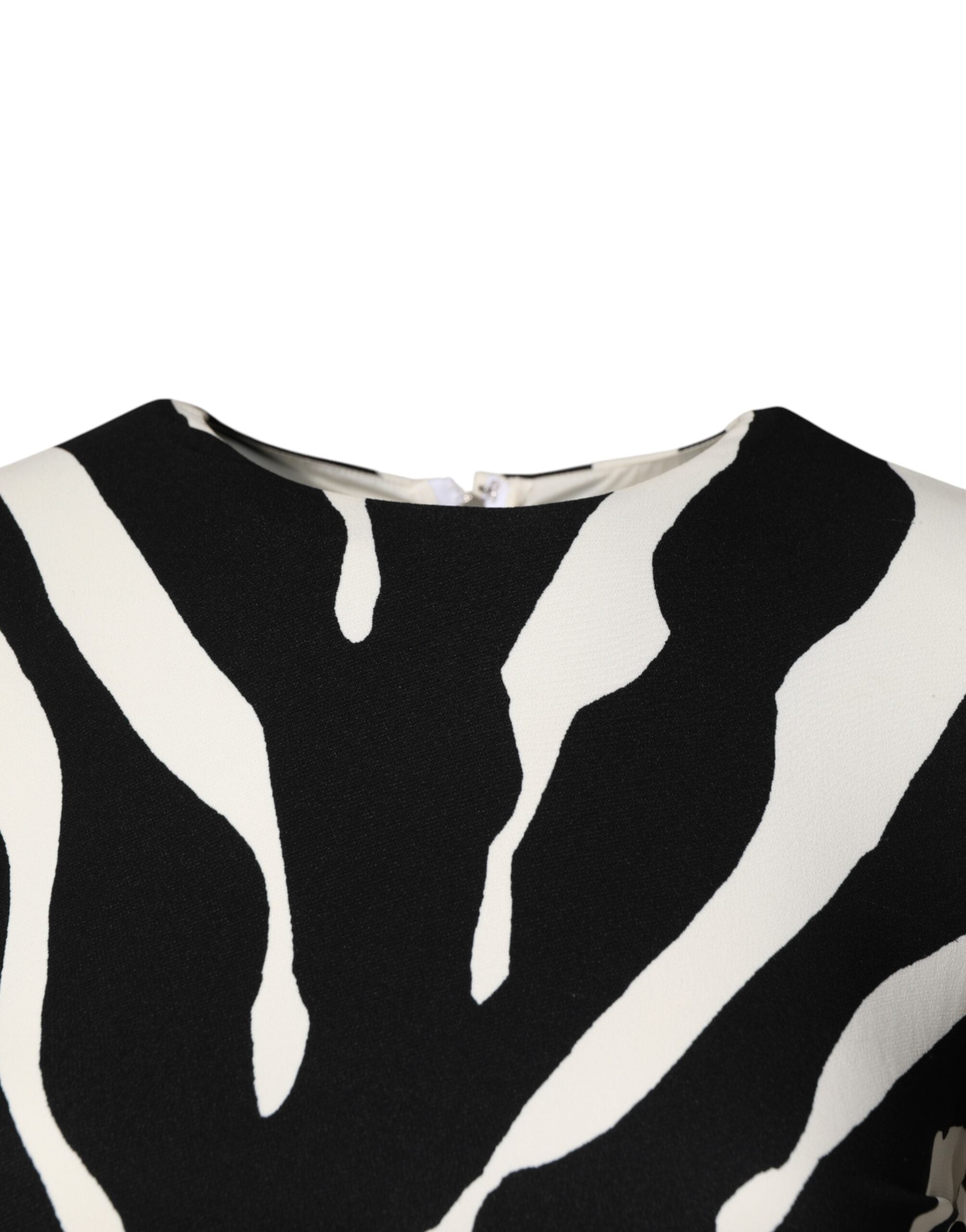 Dolce & Gabbana Black White Zebra Viscose Sheath Midi Women's Dress (Pre-Owned)