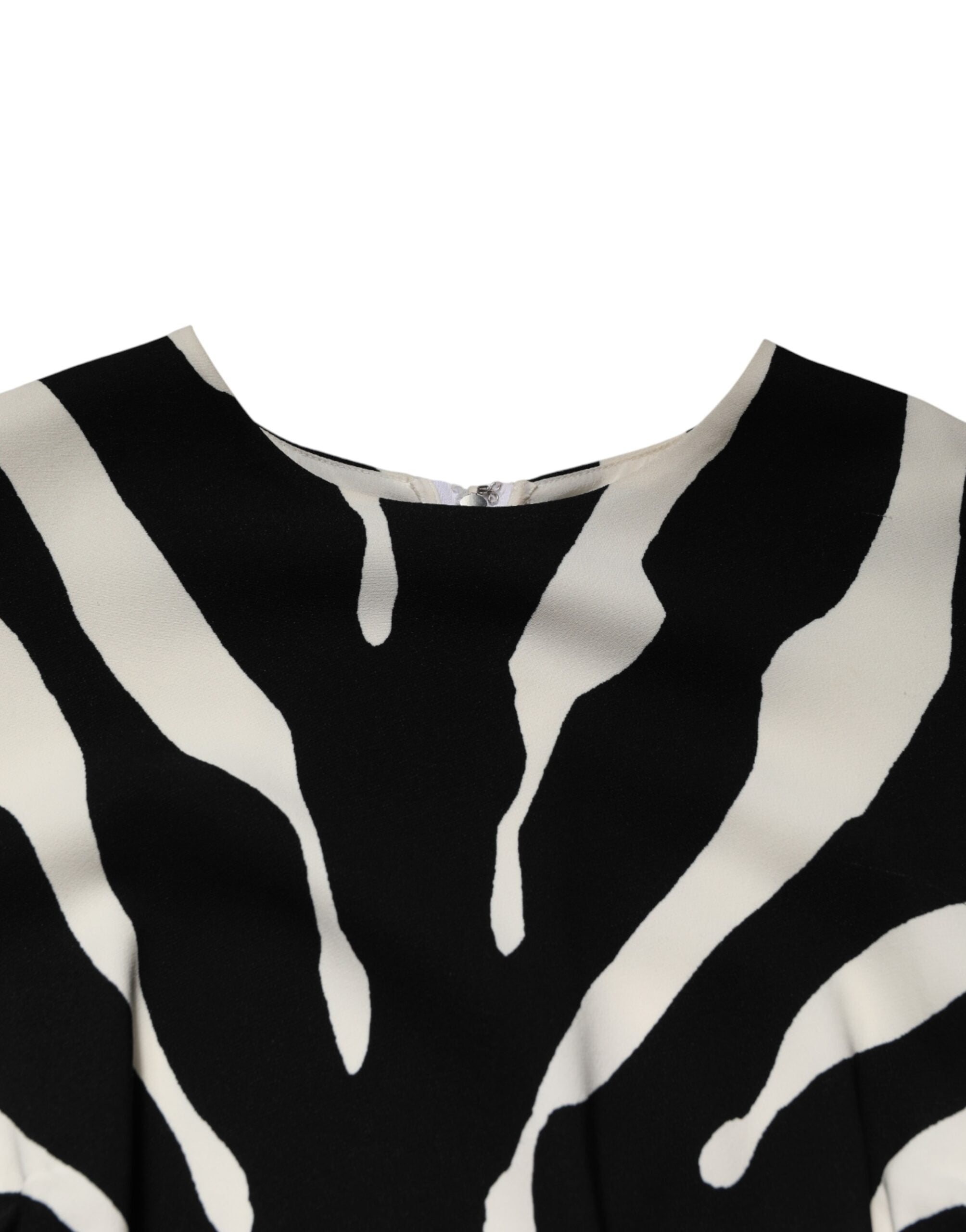 Dolce & Gabbana Black White Zebra Viscose Sheath Midi Women's Dress (Pre-Owned)