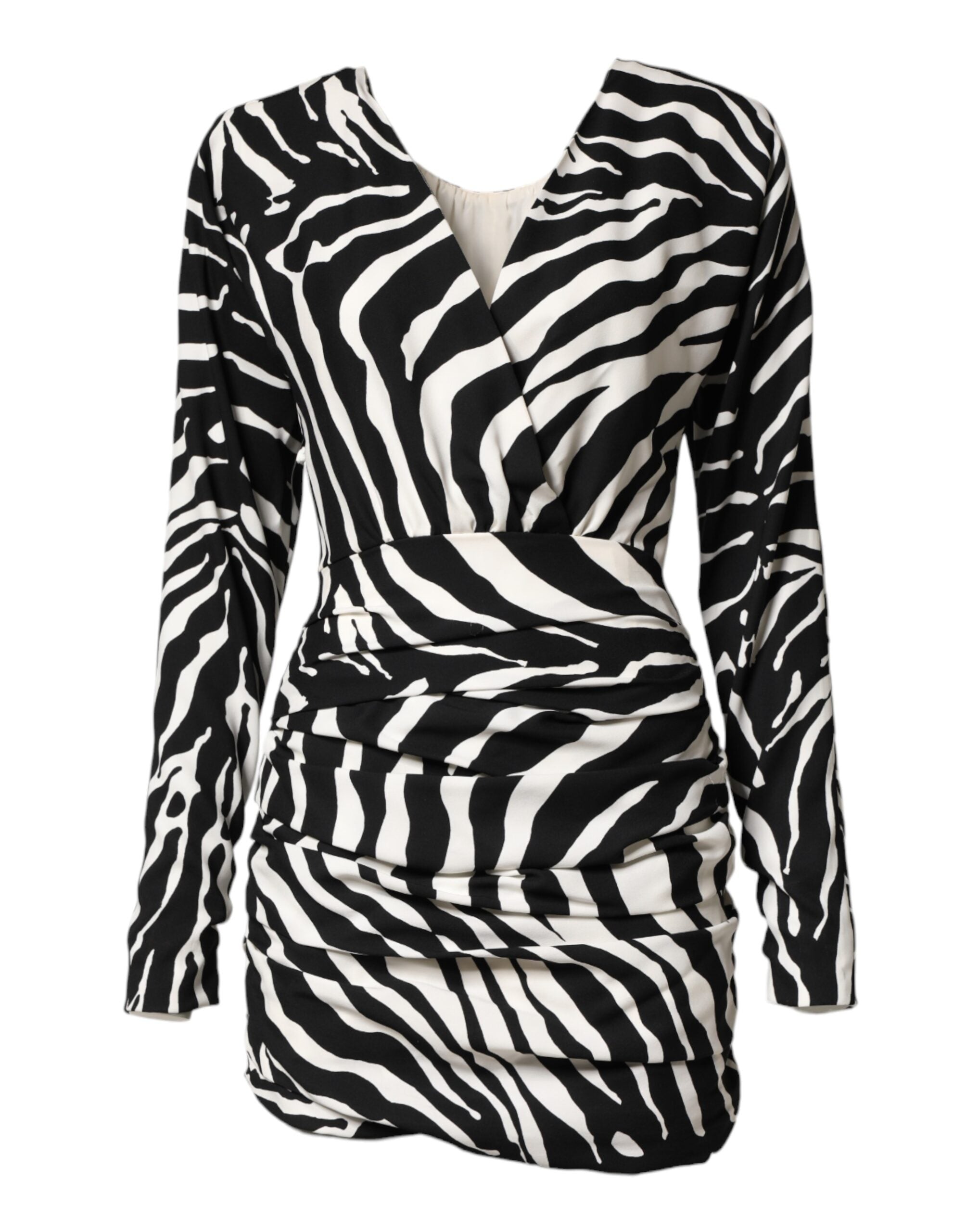 Dolce & Gabbana Black White Zebra Silk Sheath Mini Women's Dress (Pre-Owned)