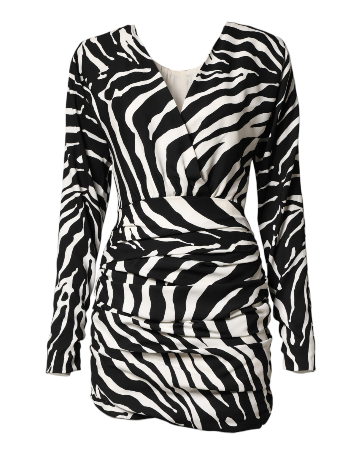 Dolce & Gabbana Black White Zebra Silk Sheath Mini Women's Dress (Pre-Owned)