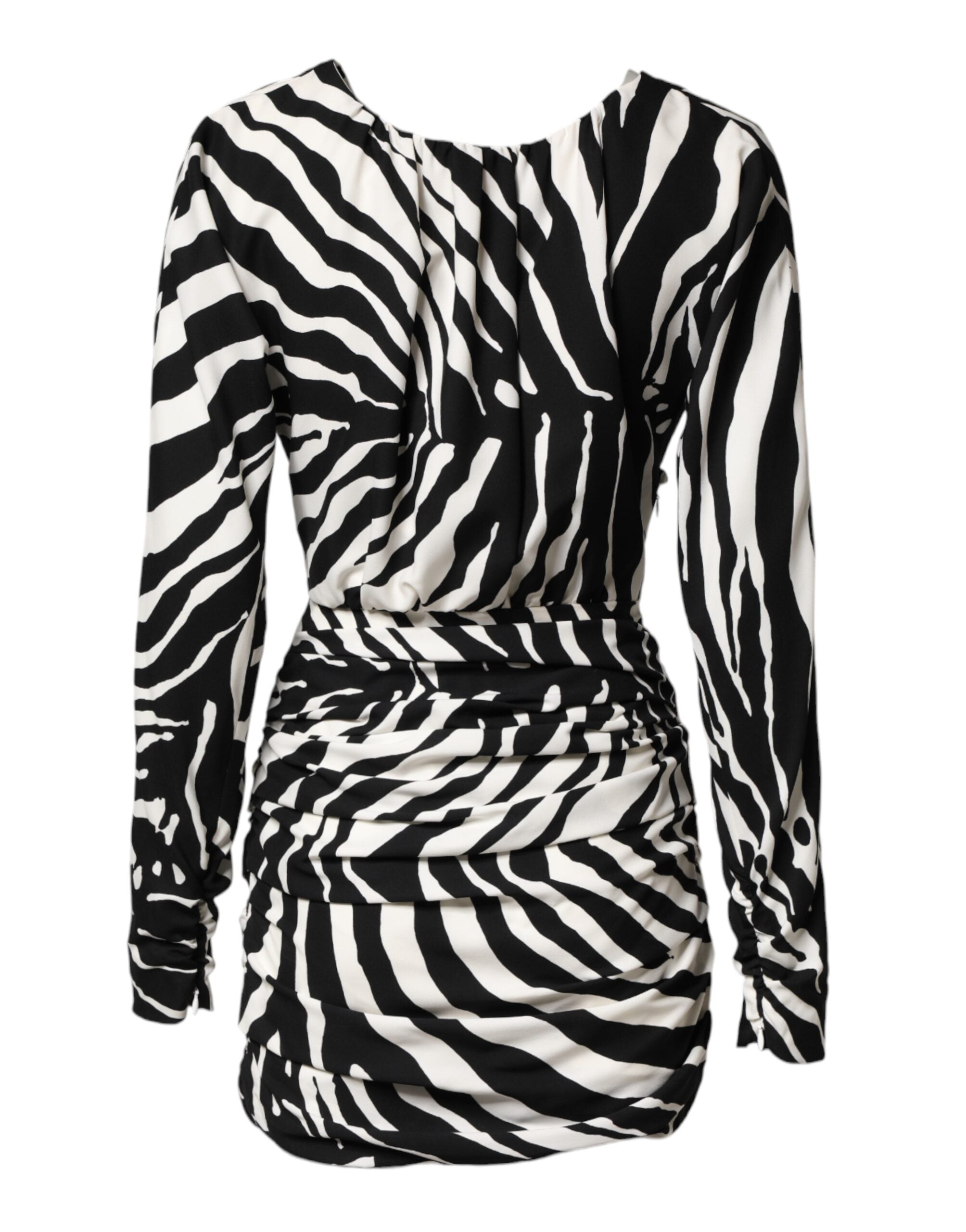 Dolce & Gabbana Black White Zebra Silk Sheath Mini Women's Dress (Pre-Owned)