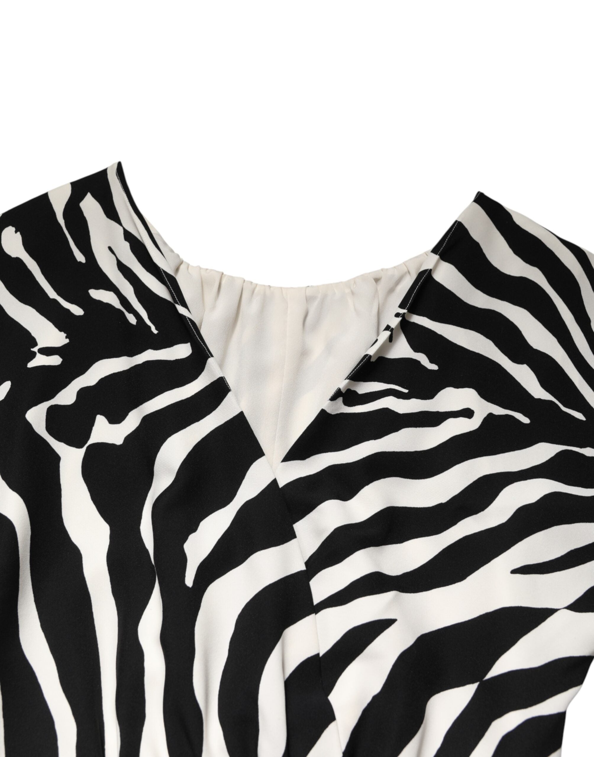 Dolce & Gabbana Black White Zebra Silk Sheath Mini Women's Dress (Pre-Owned)