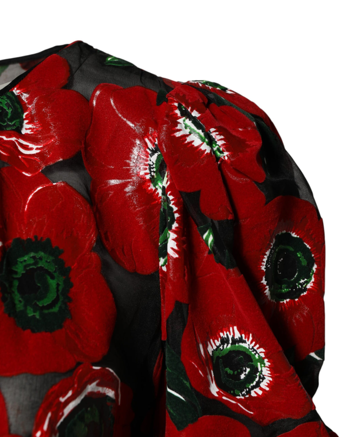 Dolce & Gabbana Red Floral Print Nylon A-line Midi Women's Dress (Pre-Owned)