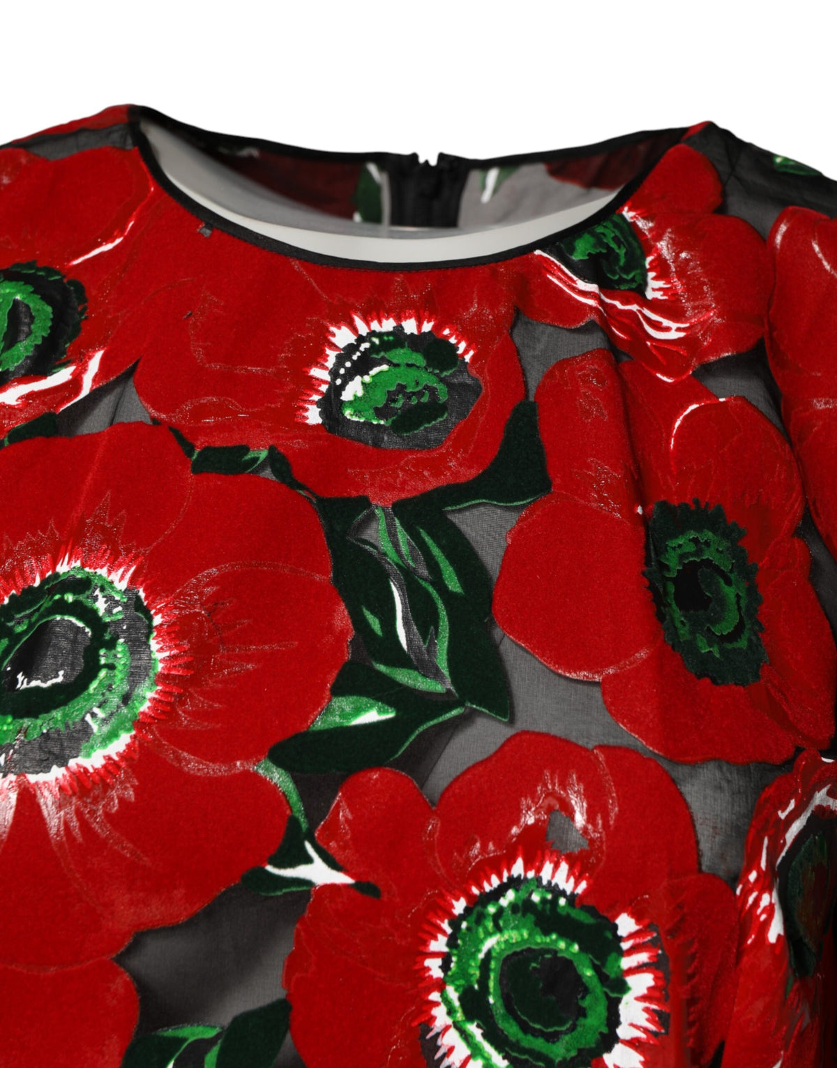 Dolce & Gabbana Red Floral Print Nylon A-line Midi Women's Dress (Pre-Owned)