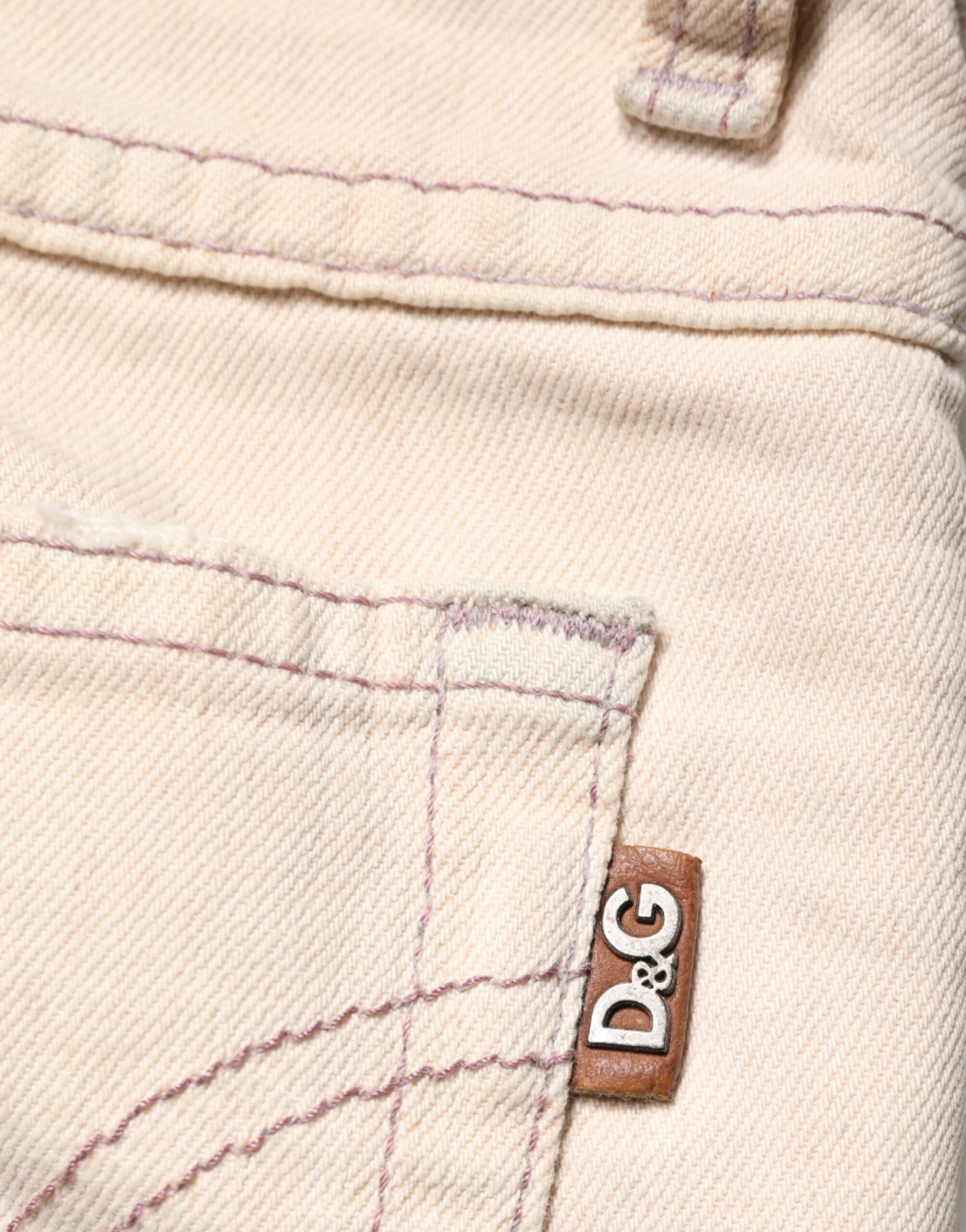 Dolce & Gabbana Beige Low Waist Cotton Slim Fit Denim Trousers Women's Jeans