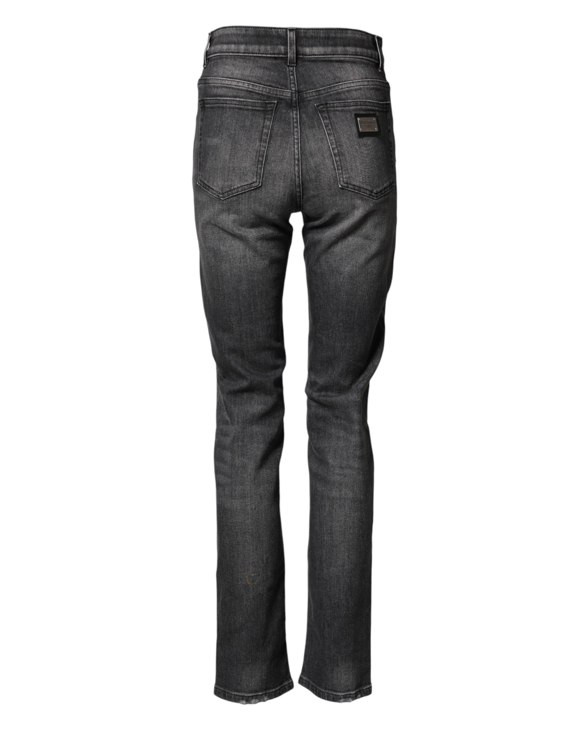 Dolce & Gabbana Gray High Waist Cotton Skinny Denim Women's Jeans (Pre-Owned)