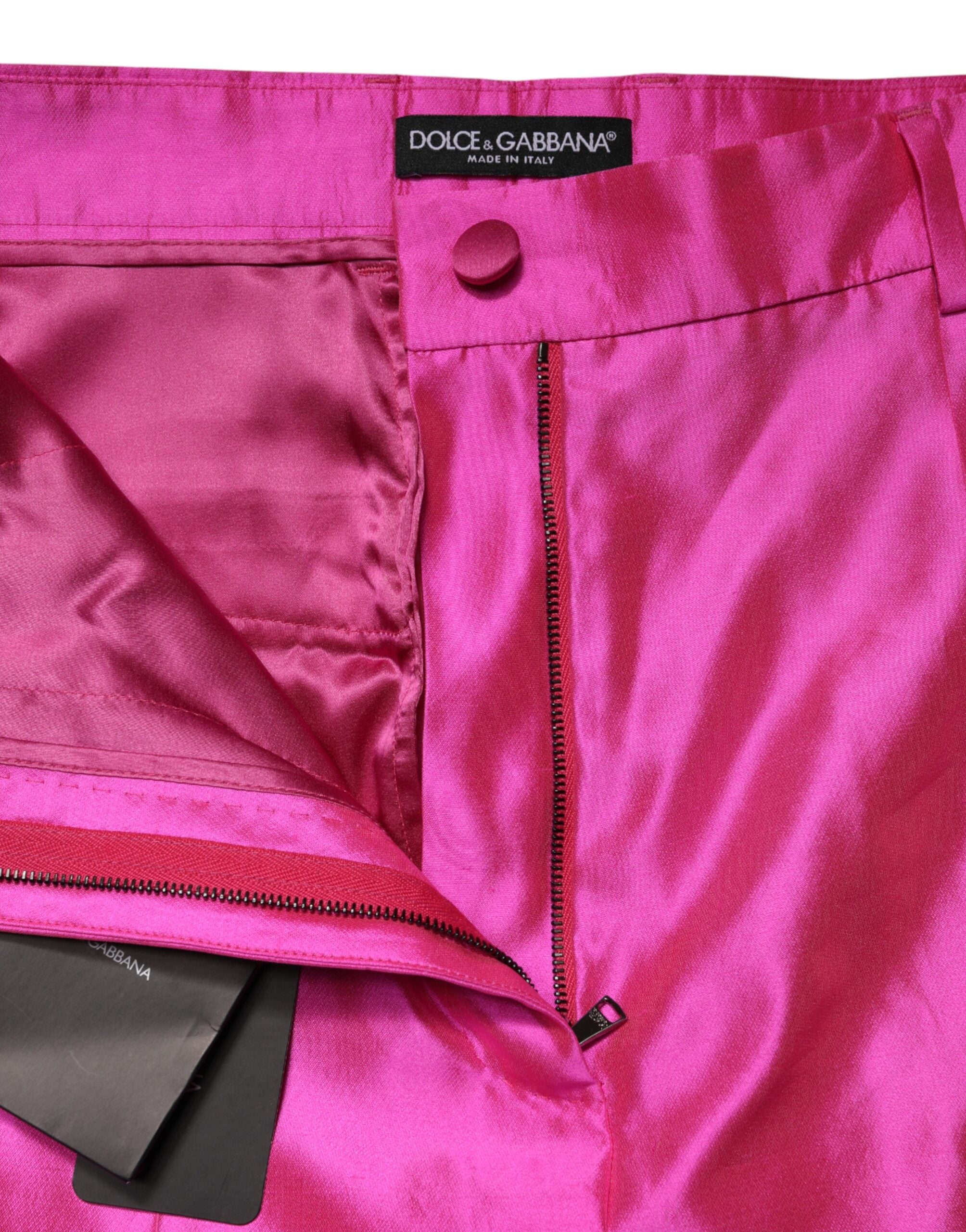 Dolce & Gabbana Pink Silk High Waist Dress Trousers Women's Pants (Pre-Owned)