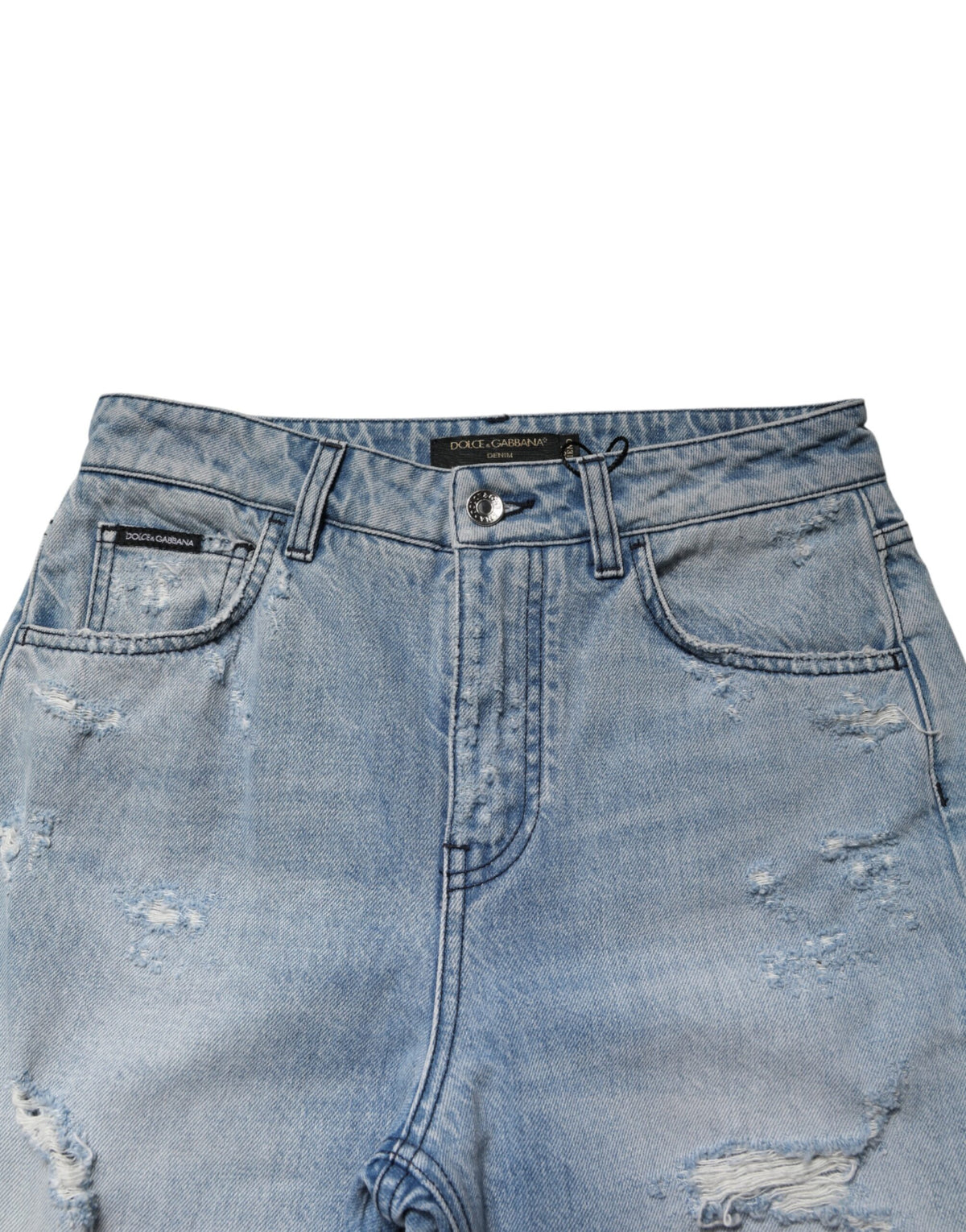Dolce & Gabbana LightBlue Ripped Washed BOYFRIEND Denim Women's Jeans