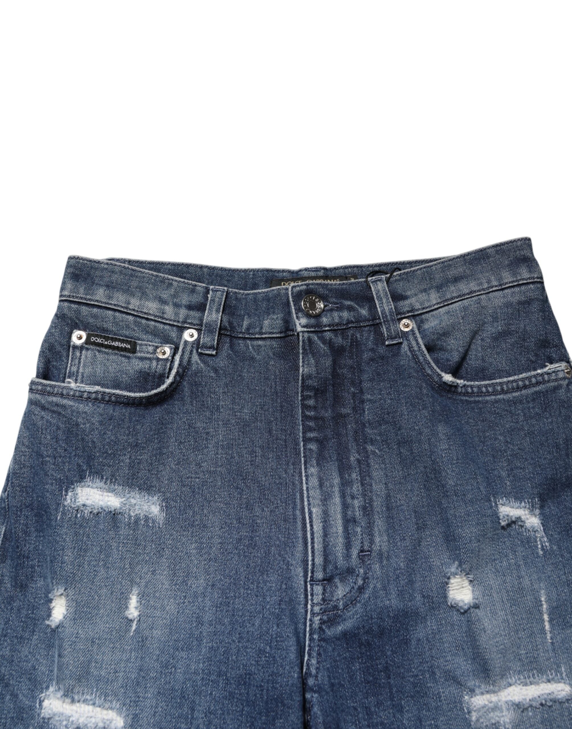 Dolce & Gabbana Blue Distressed Washed Logo GRACE Denim Women's Jeans