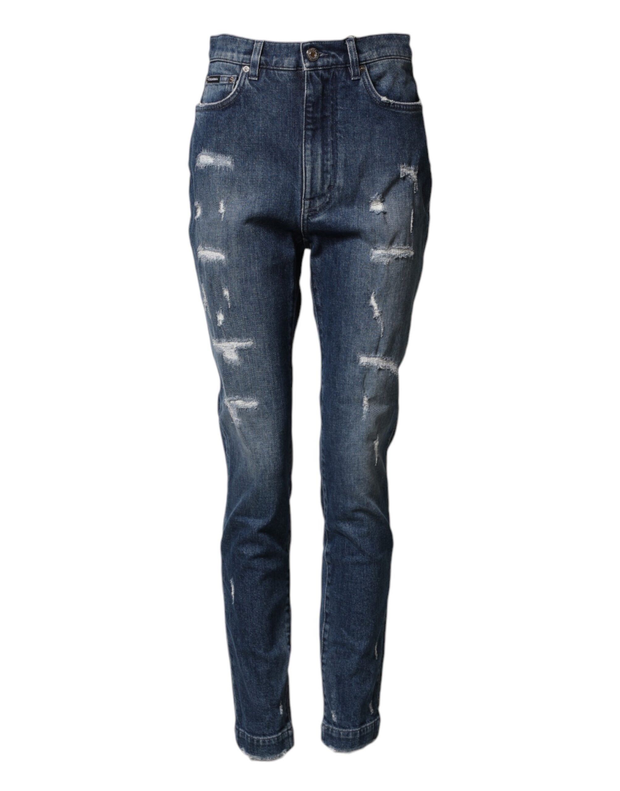 Dolce & Gabbana Blue Distressed Washed Logo GRACE Denim Women's Jeans