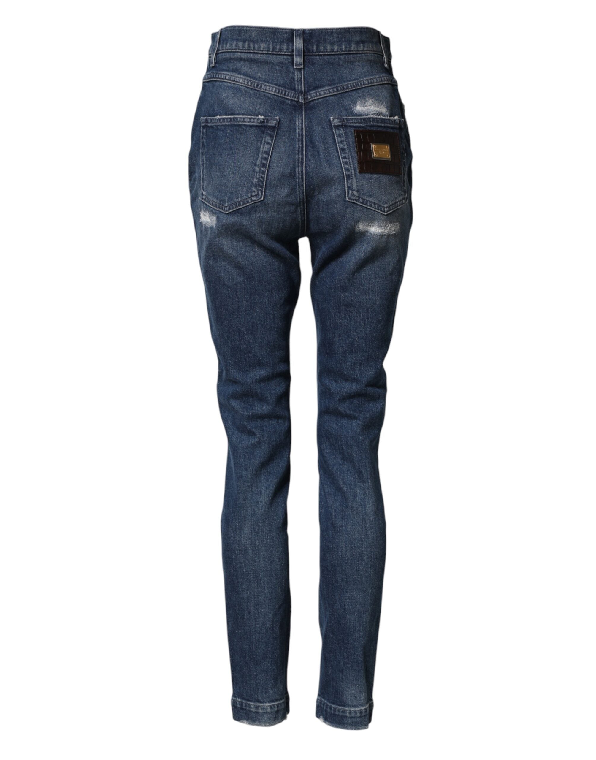 Dolce & Gabbana Blue Distressed Washed Logo GRACE Denim Women's Jeans